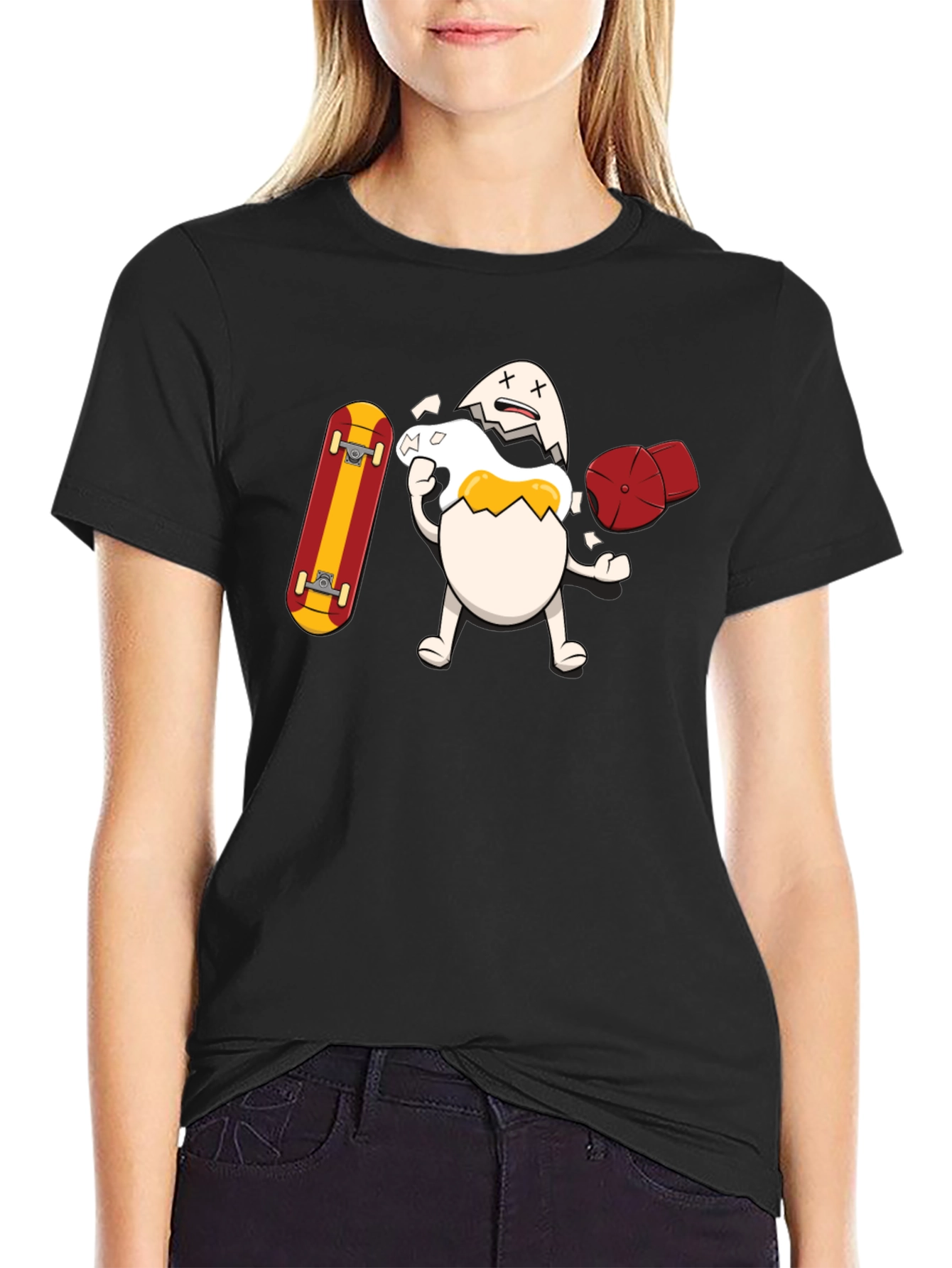 Egg-cellent Skater Tee: Broken Egg with Skateboard