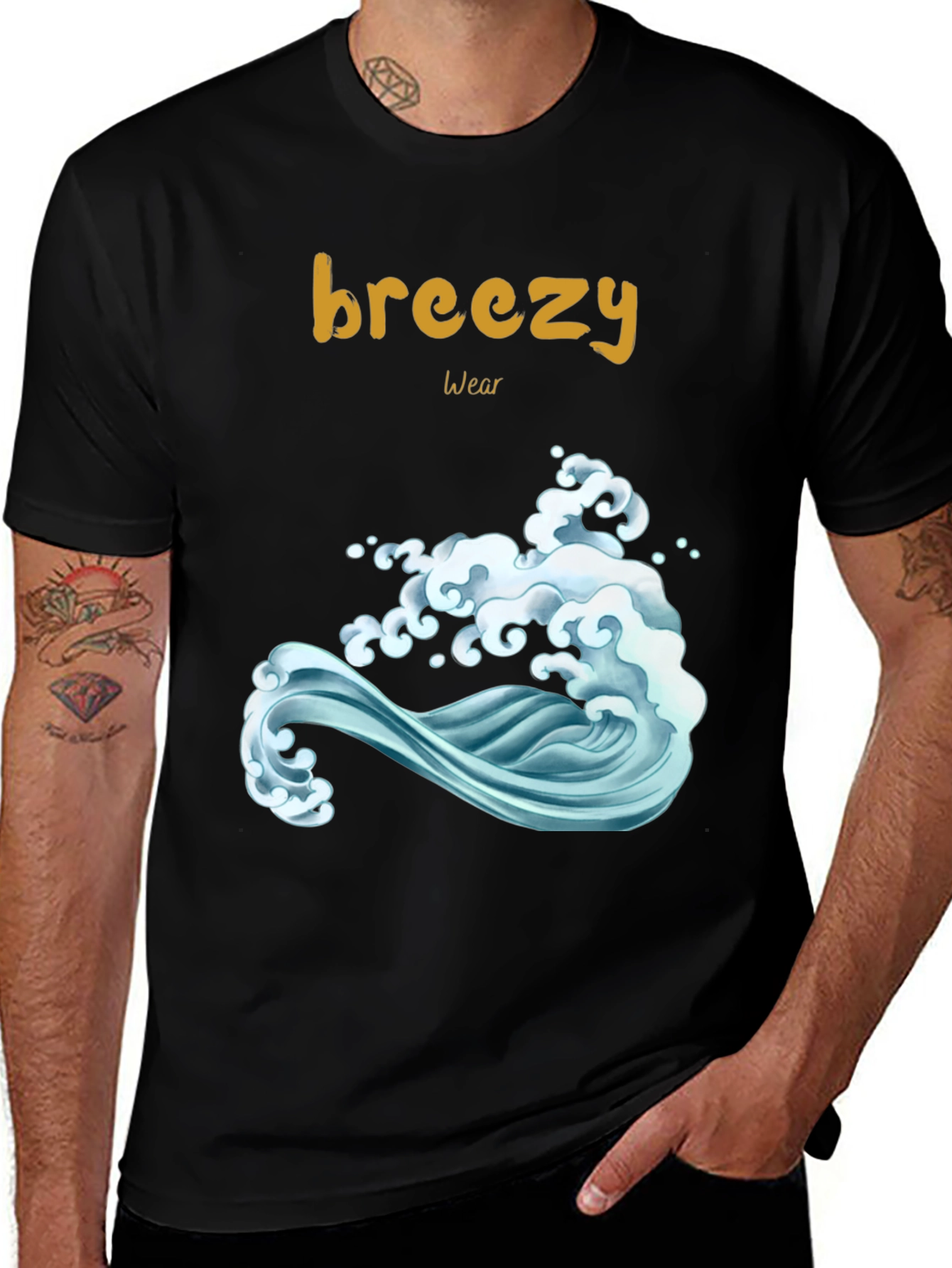 Breezy Wear Black Wave Graphic Tee