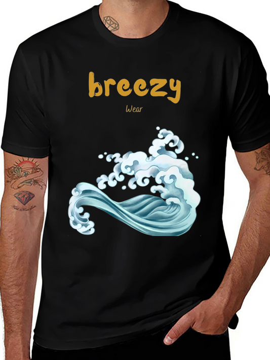 Breezy Wear Black Wave Graphic Tee