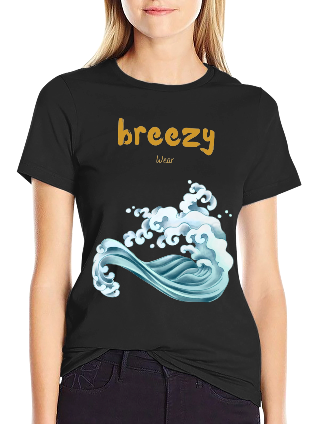 Breezy Wear Black Wave Graphic Tee