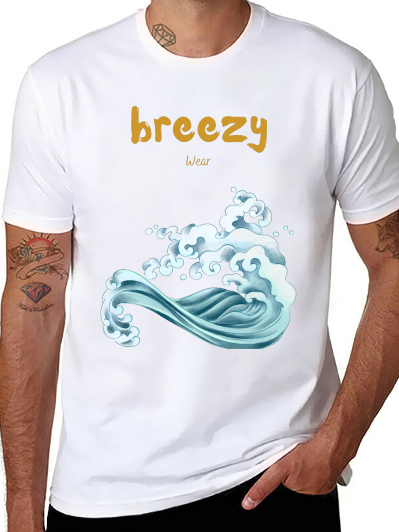 Breezy Wear Black Wave Graphic Tee