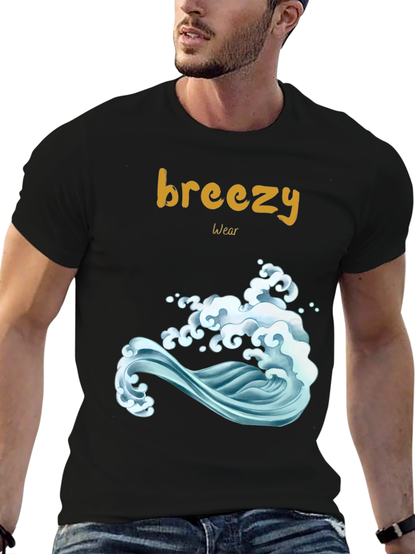 Breezy Wear Black Wave Graphic Tee