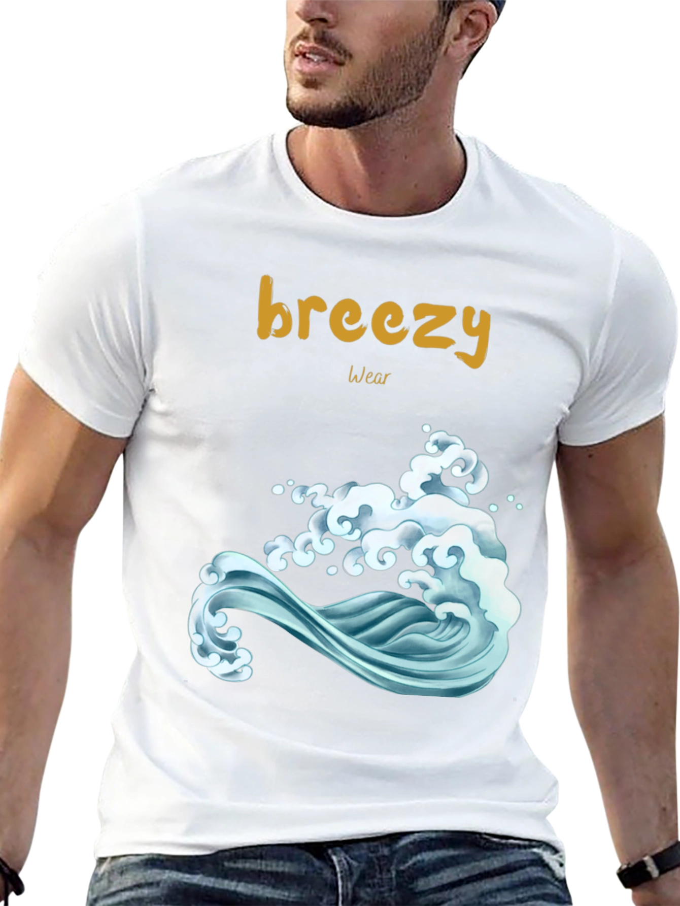 Breezy Wear Black Wave Graphic Tee