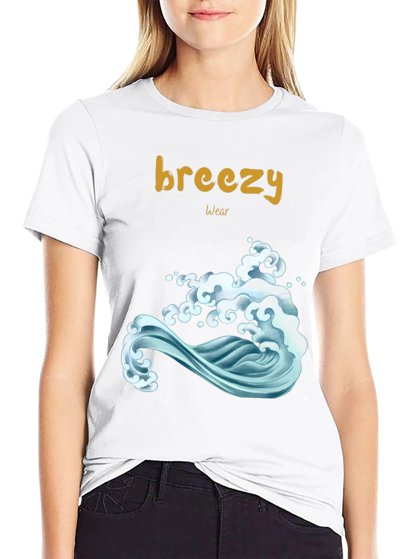 Breezy Wear Black Wave Graphic Tee