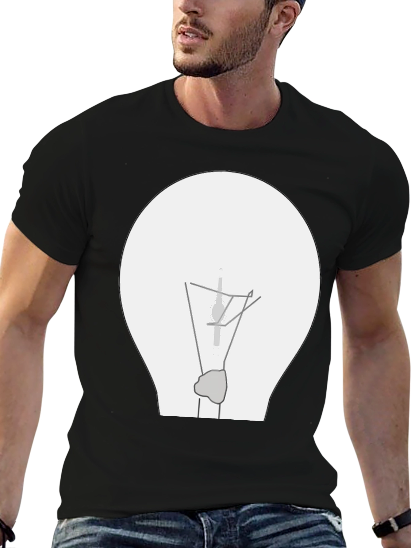 Illuminating Idea: Black T-Shirt with Lightbulb Graphic