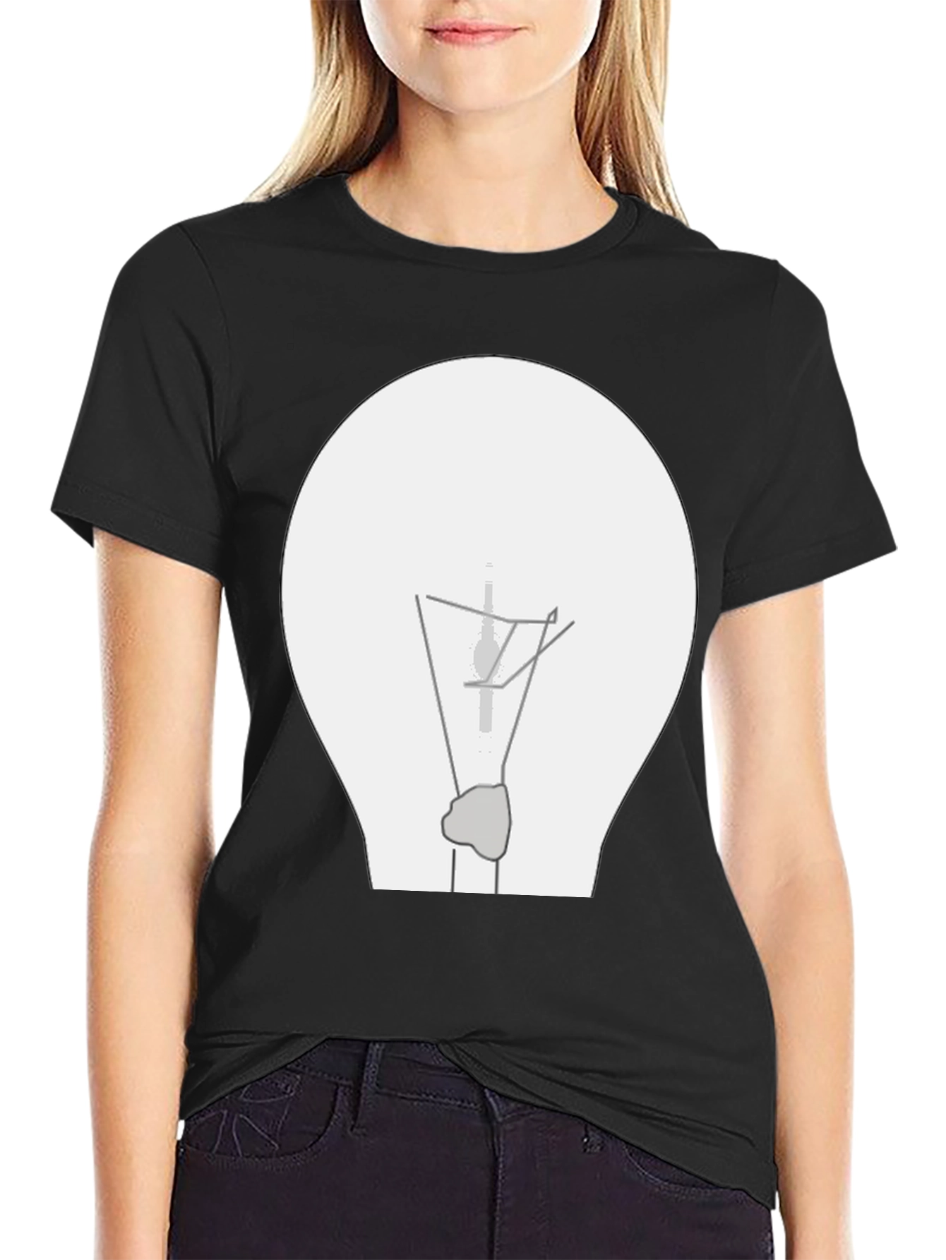 Illuminating Idea: Black T-Shirt with Lightbulb Graphic
