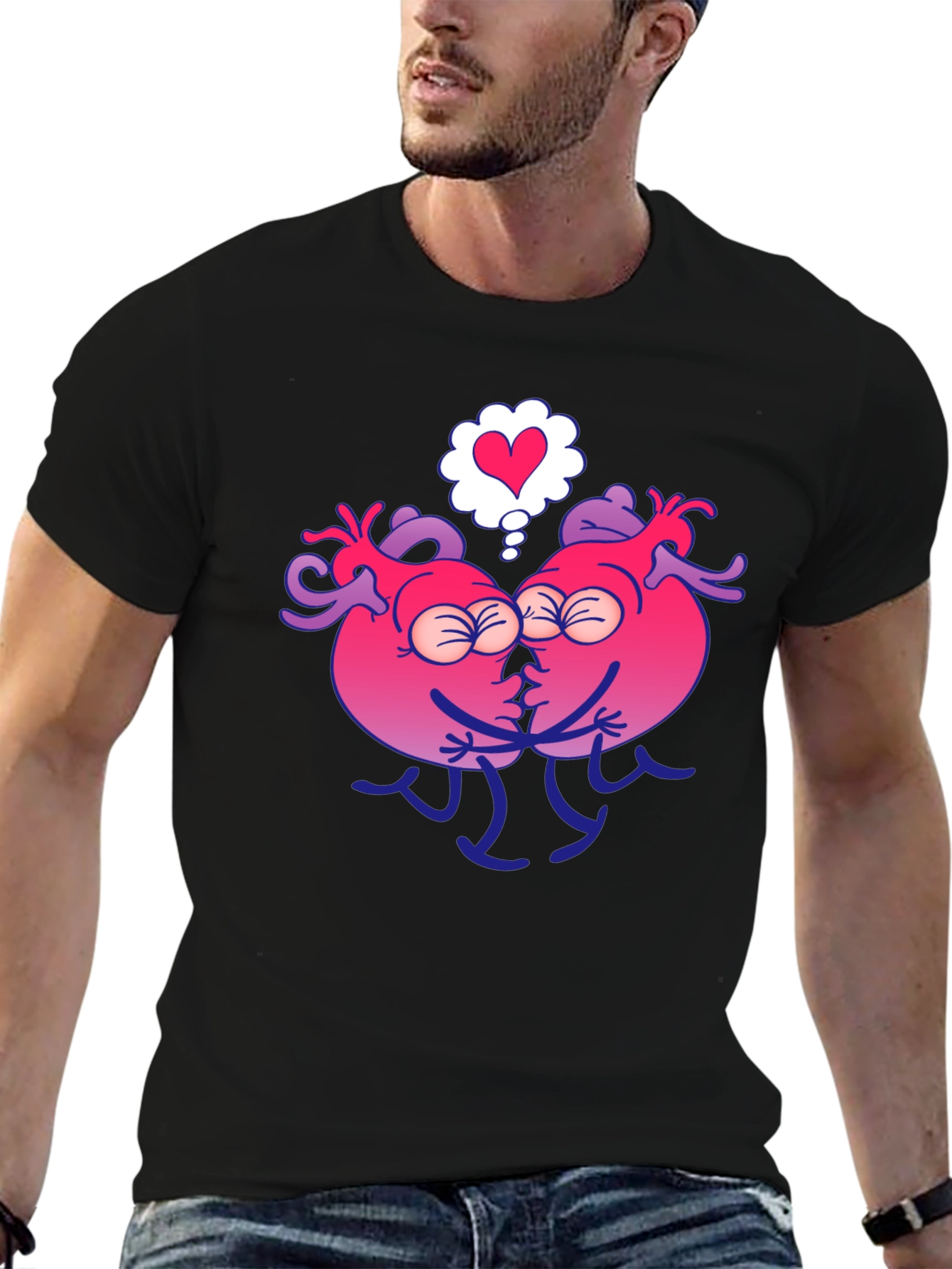 Heart Kissing Graphic T-Shirt
