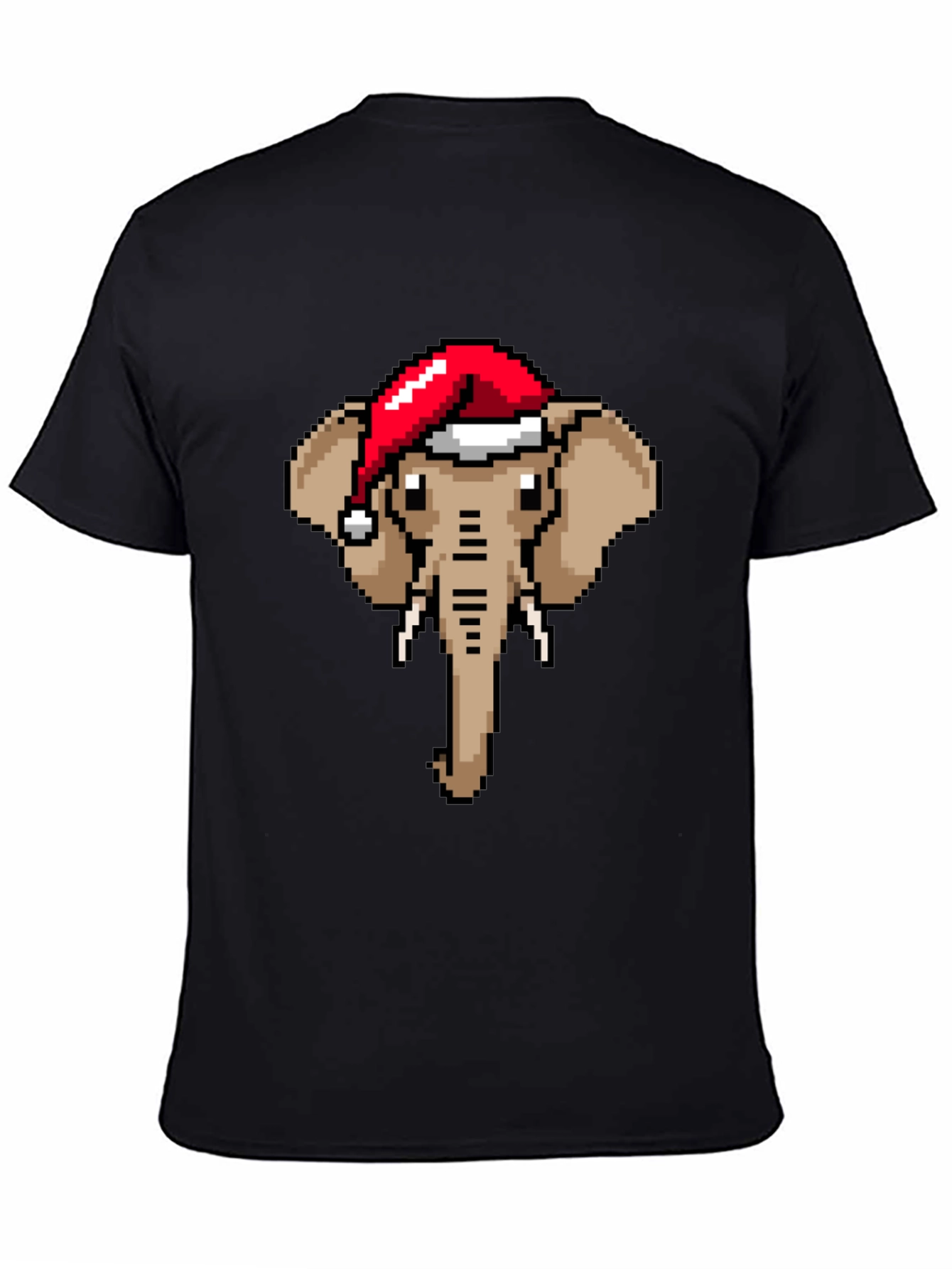 Pixelated Elephant Santa Hat Graphic Tee