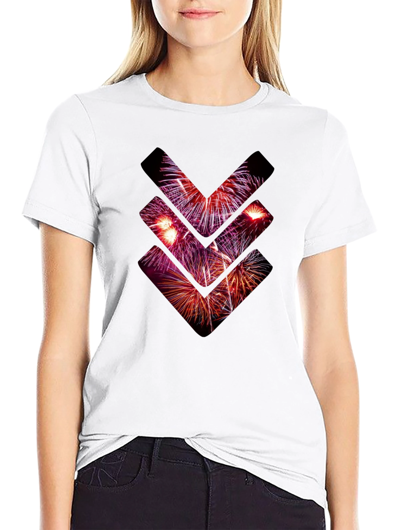 Fireworks Arrow Graphic Tee - Stylish Black T-Shirt