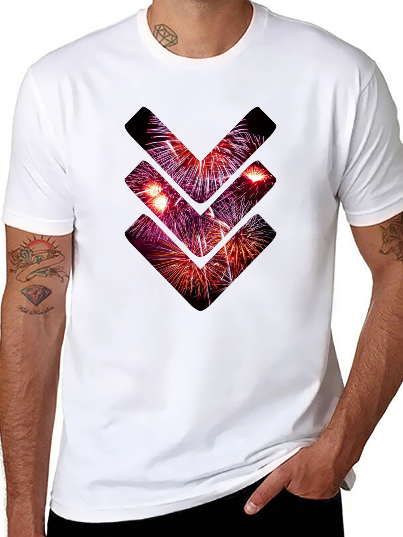 Fireworks Arrow Graphic Tee - Stylish Black T-Shirt