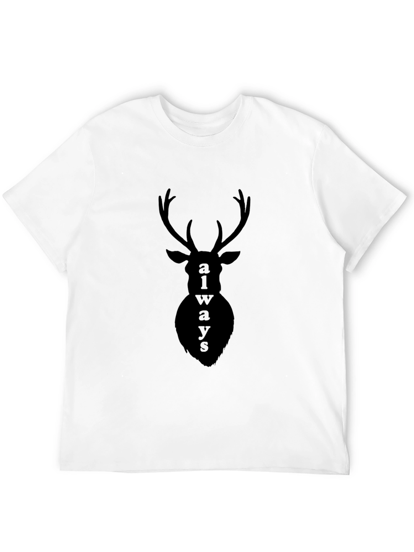 Always Deer Graphic Print Black T-Shirt