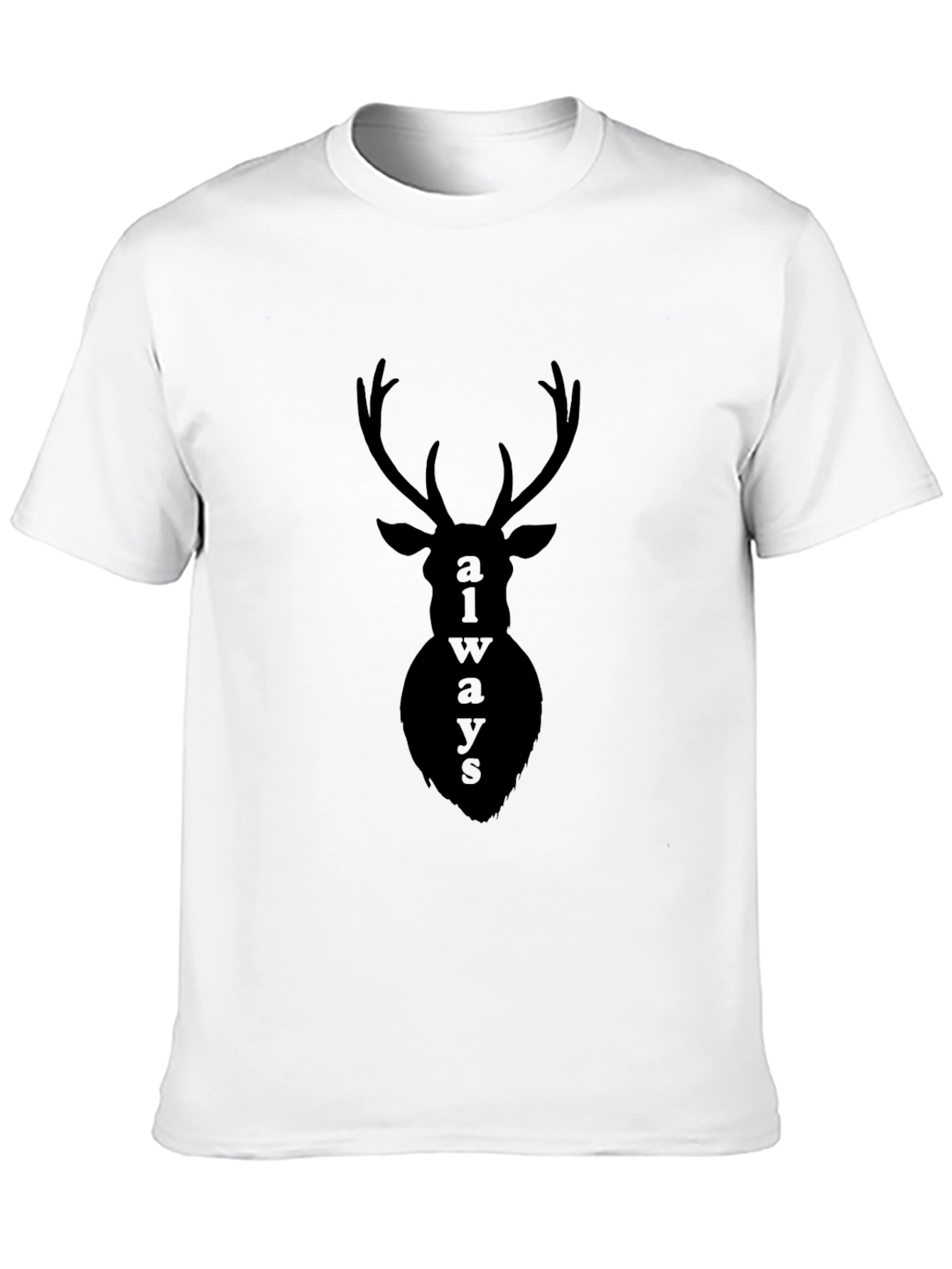 Always Deer Graphic Print Black T-Shirt