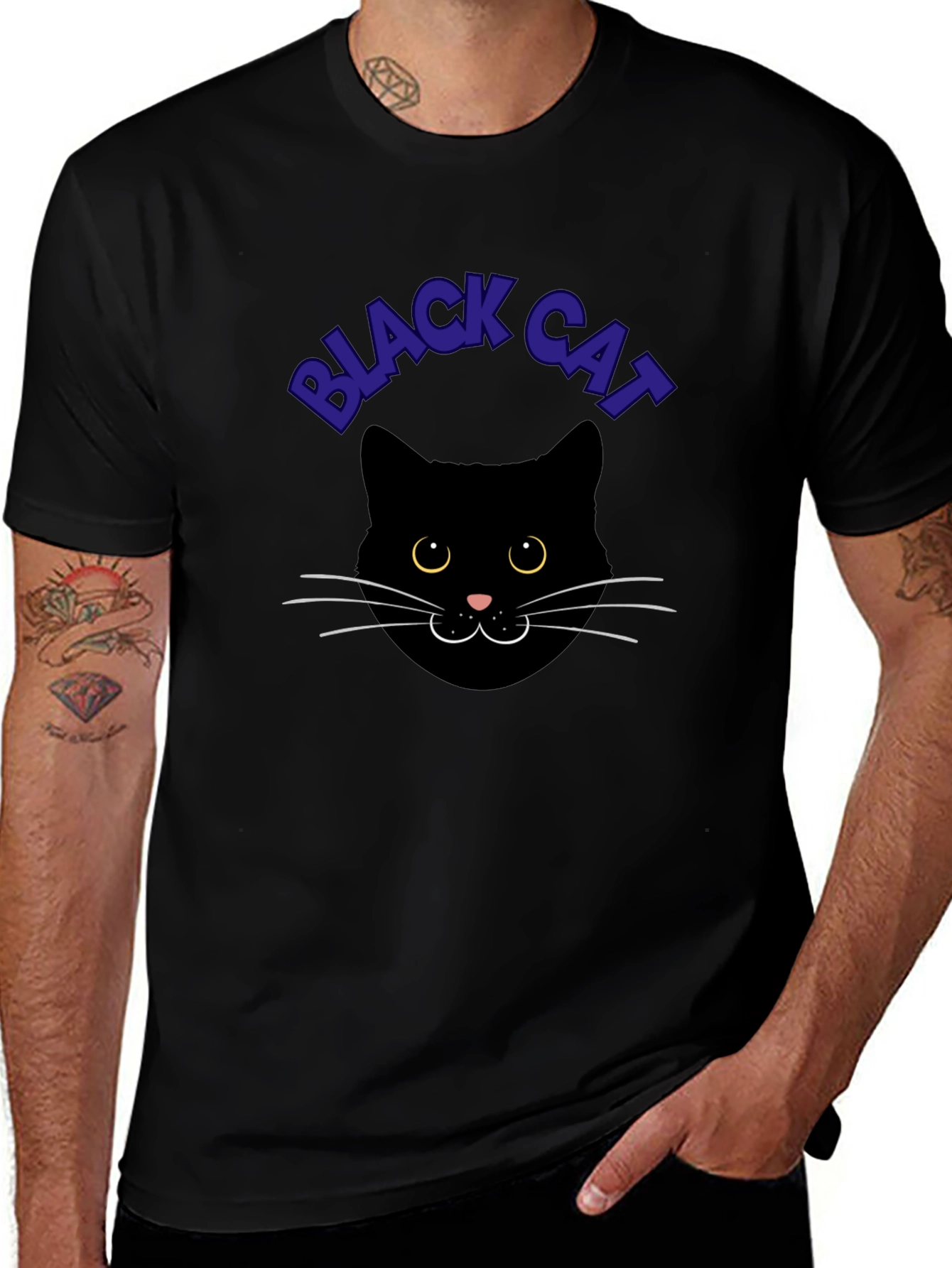 Black Cat Graphic Tee - Soft Cotton Comfort