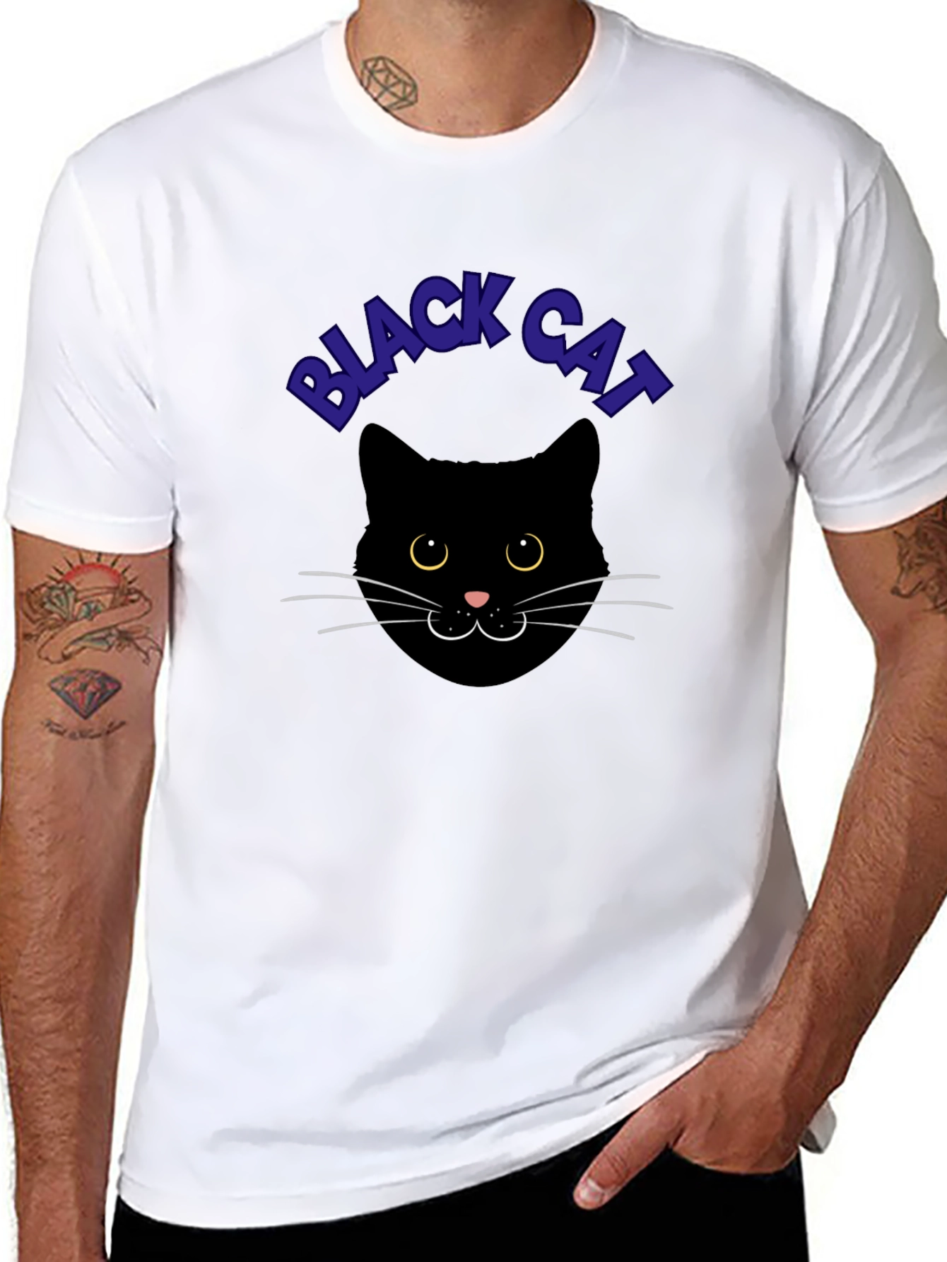 Black Cat Graphic Tee - Soft Cotton Comfort