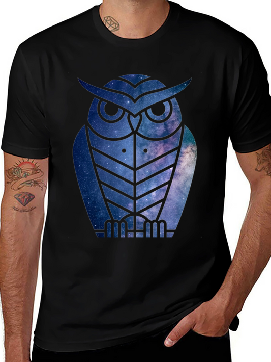 Galaxy Owl T-Shirt - Mens Black Tee