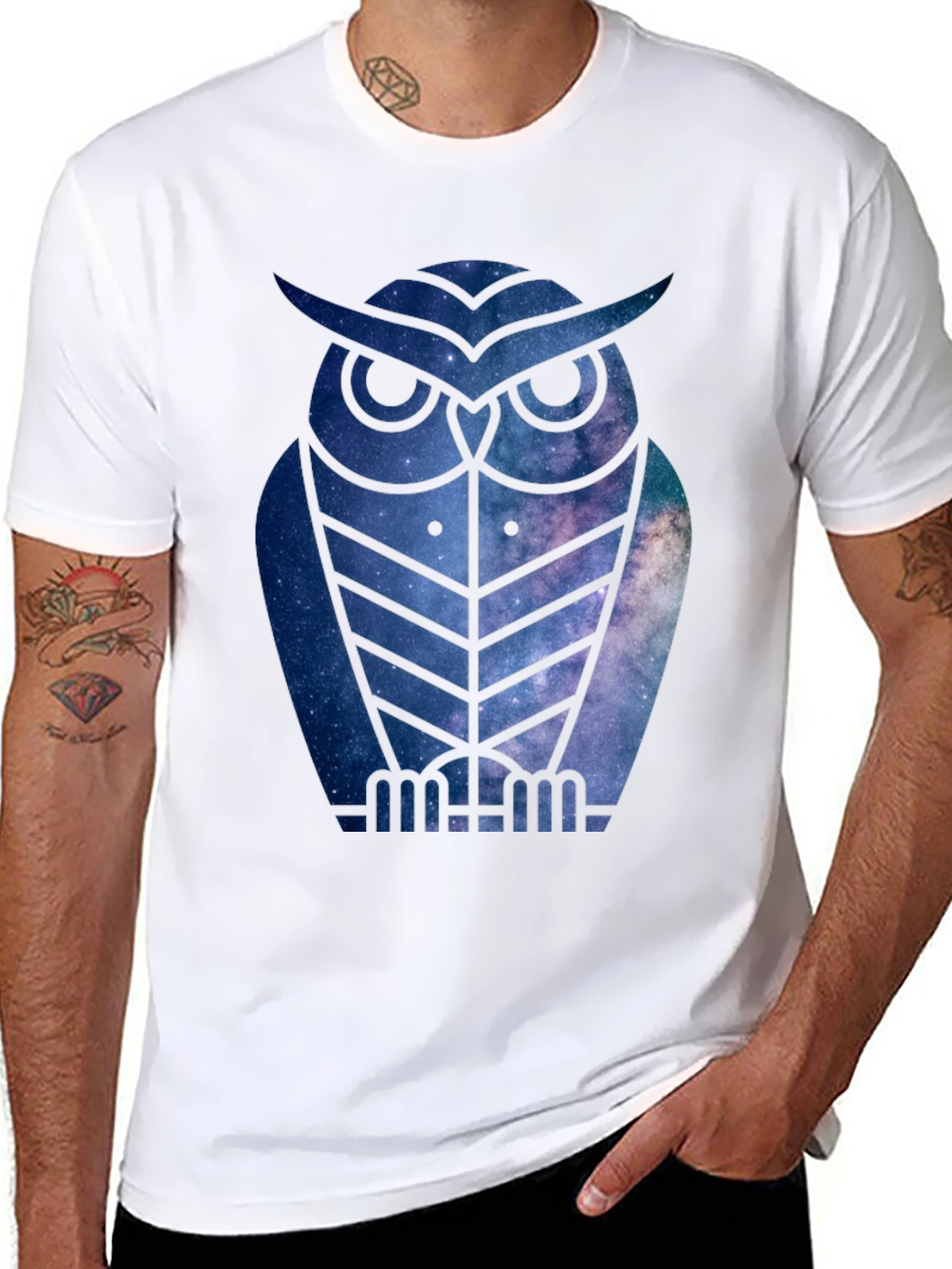 Galaxy Owl T-Shirt - Mens Black Tee
