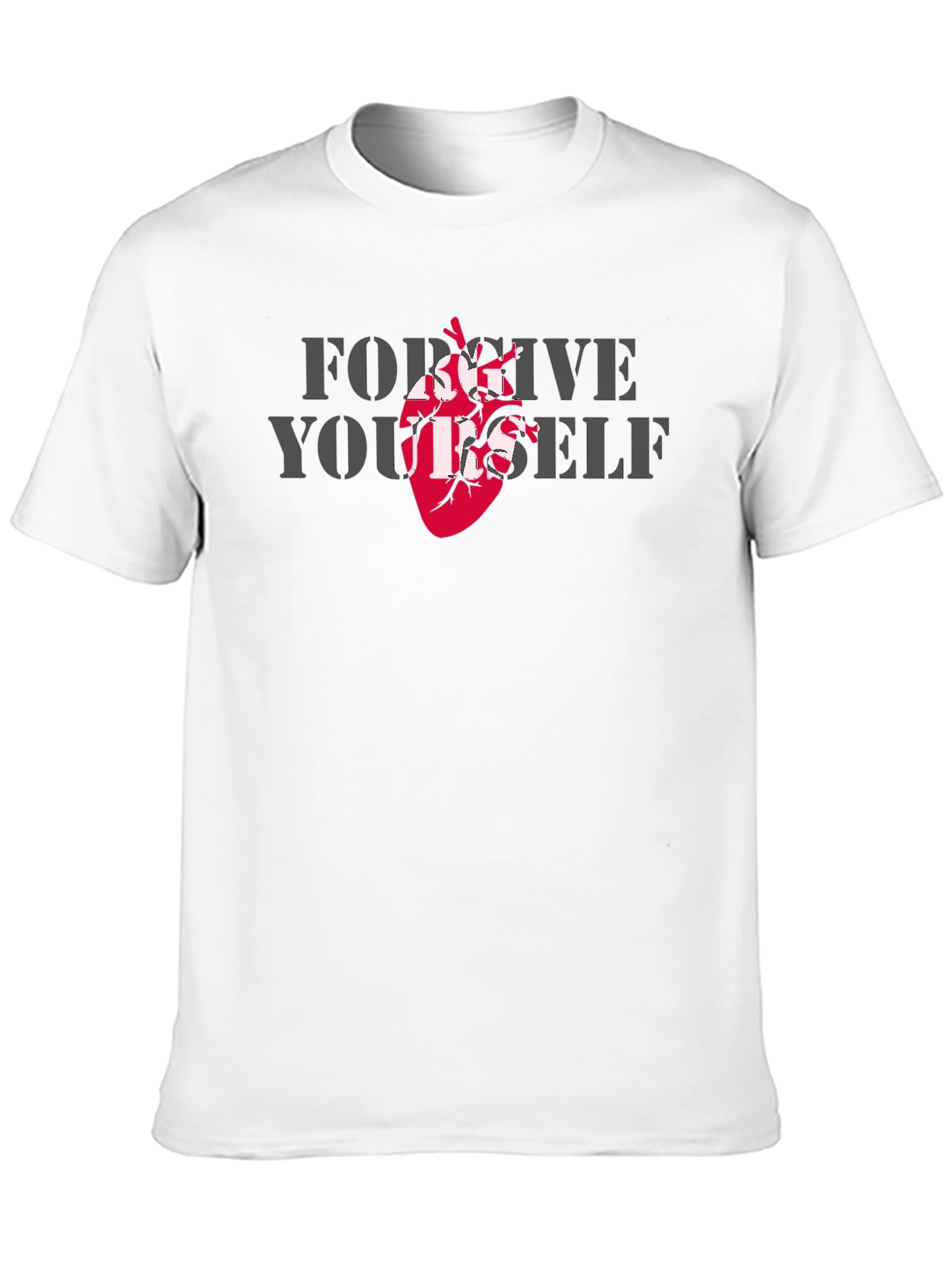 Forgive Yourself T-Shirt with Anatomical Heart