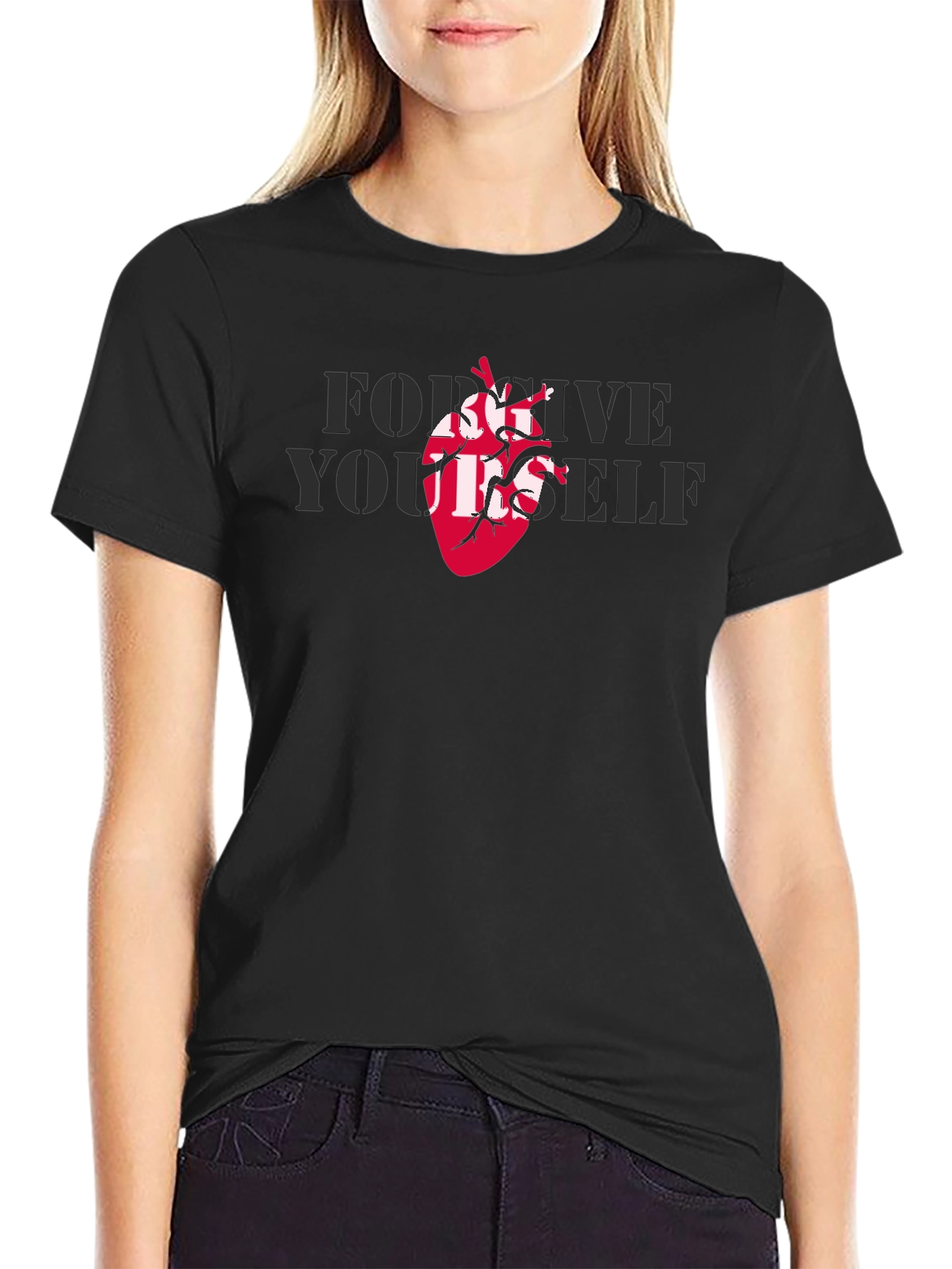 Forgive Yourself T-Shirt with Anatomical Heart