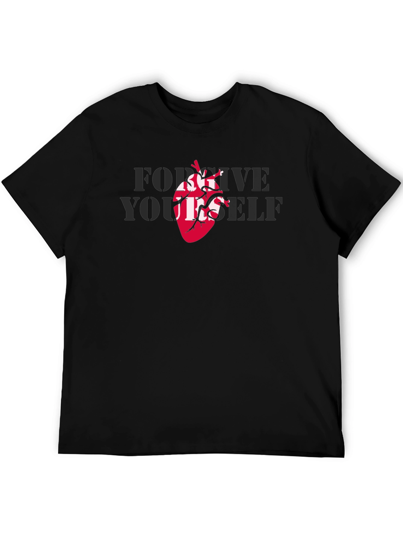 Forgive Yourself T-Shirt with Anatomical Heart