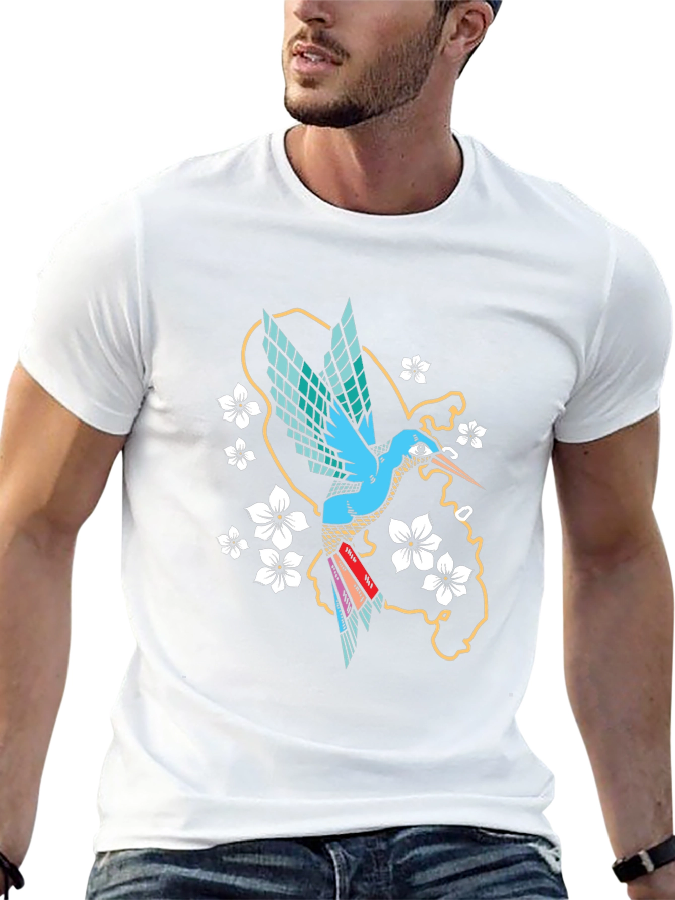 Hummingbird Graphic Tee - Stylish Mens Black T-Shirt