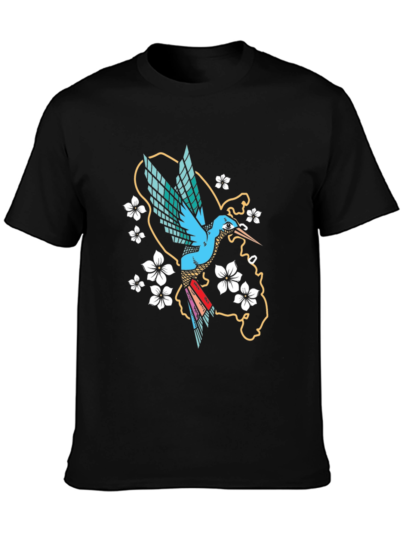 Hummingbird Graphic Tee - Stylish Mens Black T-Shirt