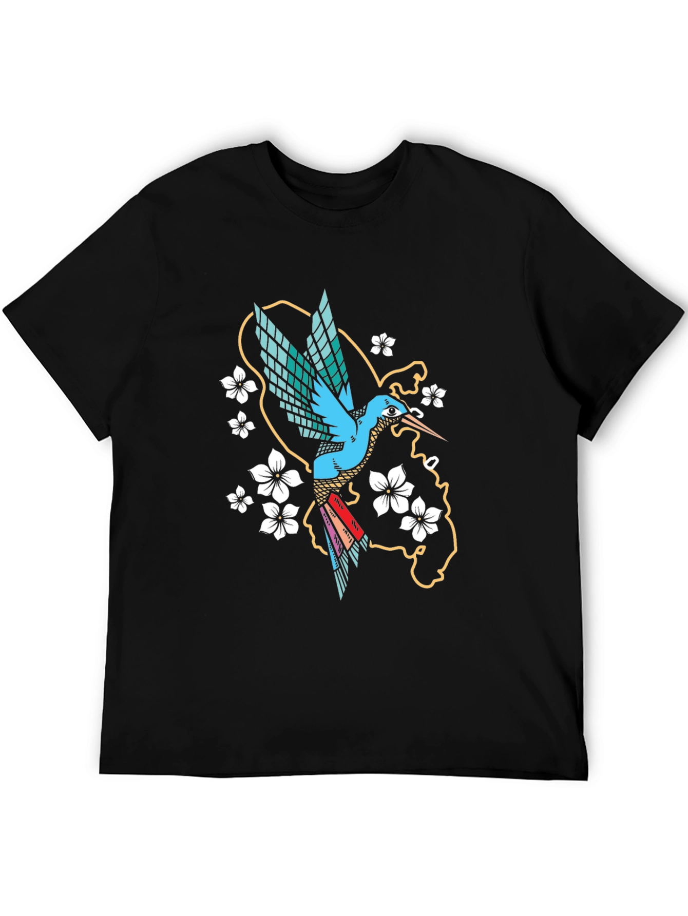 Hummingbird Graphic Tee - Stylish Mens Black T-Shirt