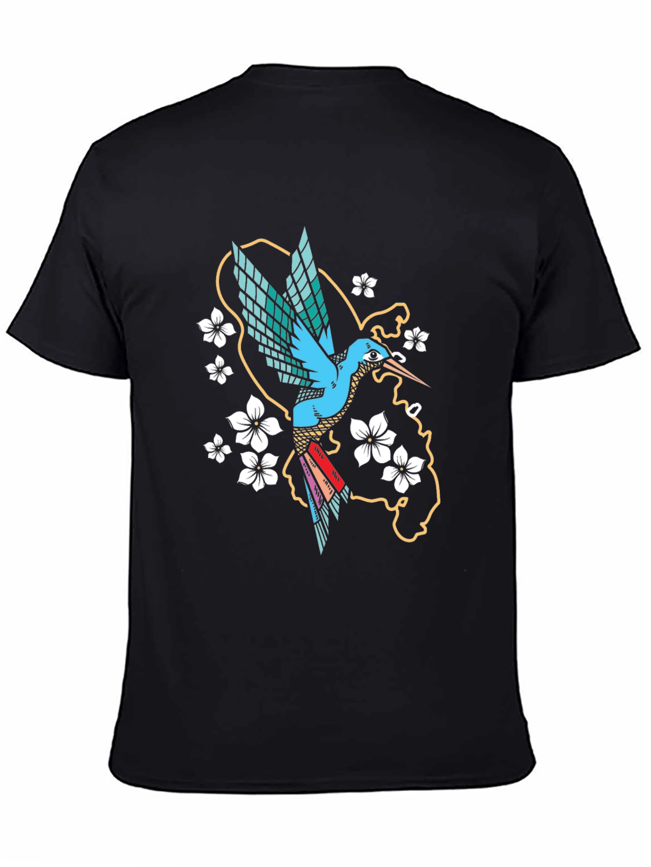 Hummingbird Graphic Tee - Stylish Mens Black T-Shirt