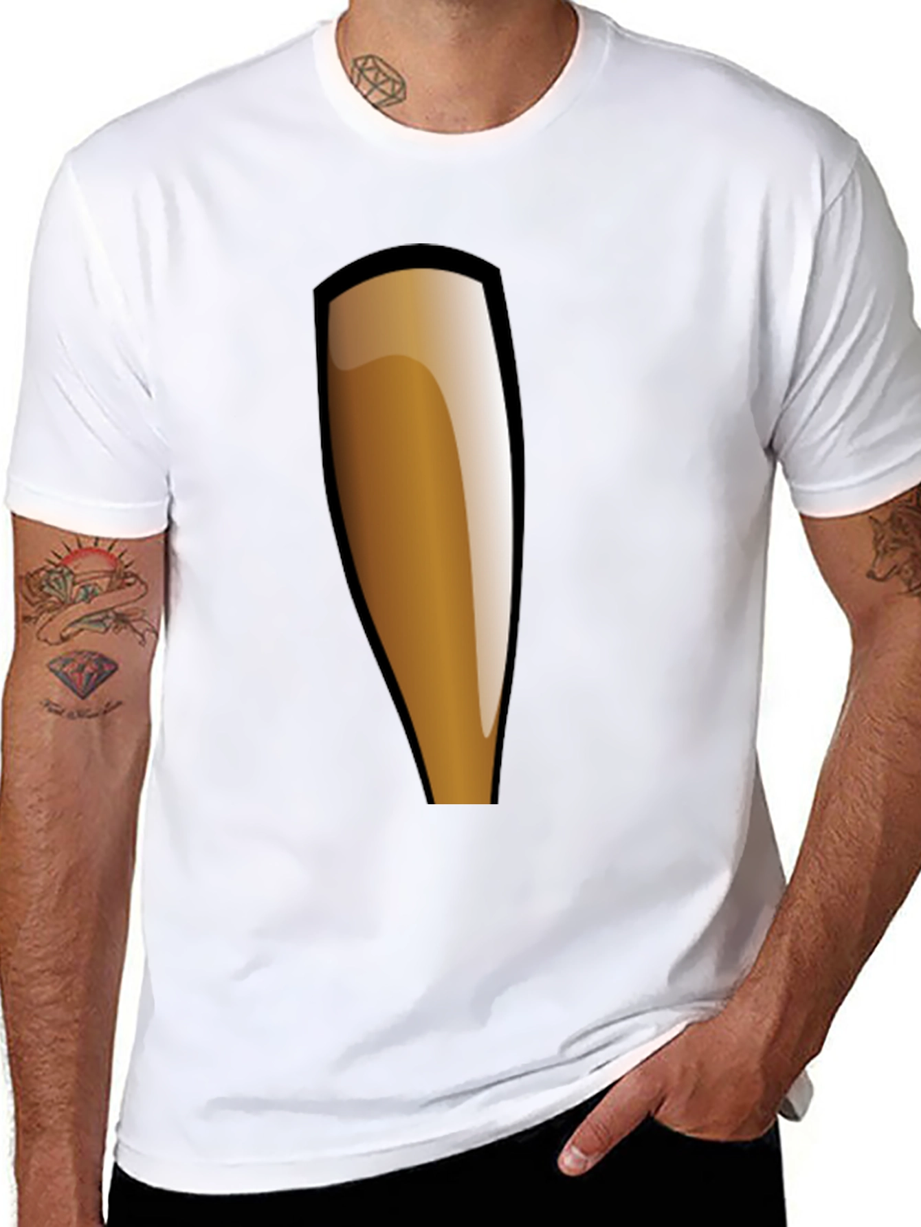 Beer Graphic T-Shirt - Short Sleeve Crew Neck