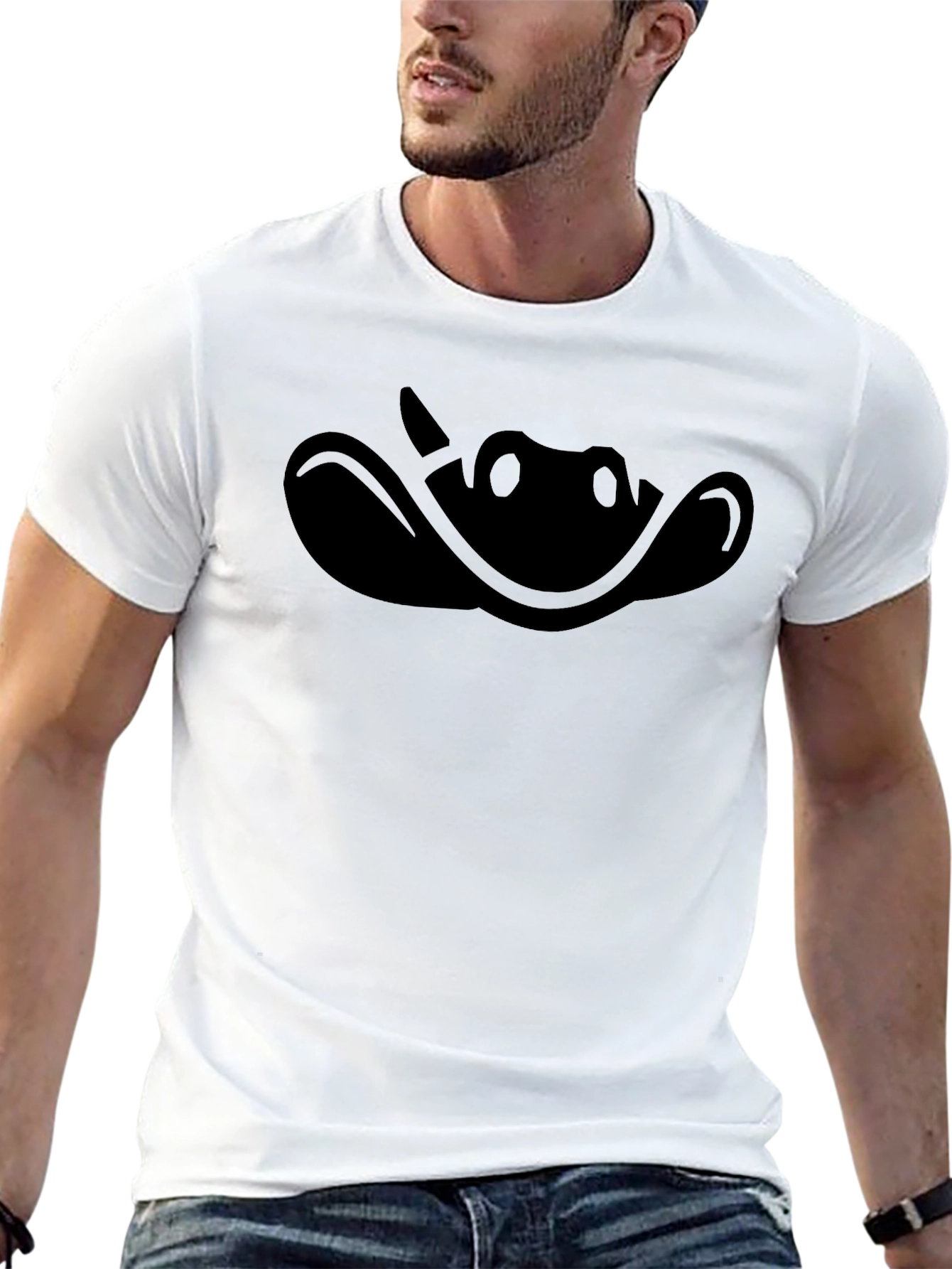 Mens Black Cowboy Silhouette Graphic T-Shirt
