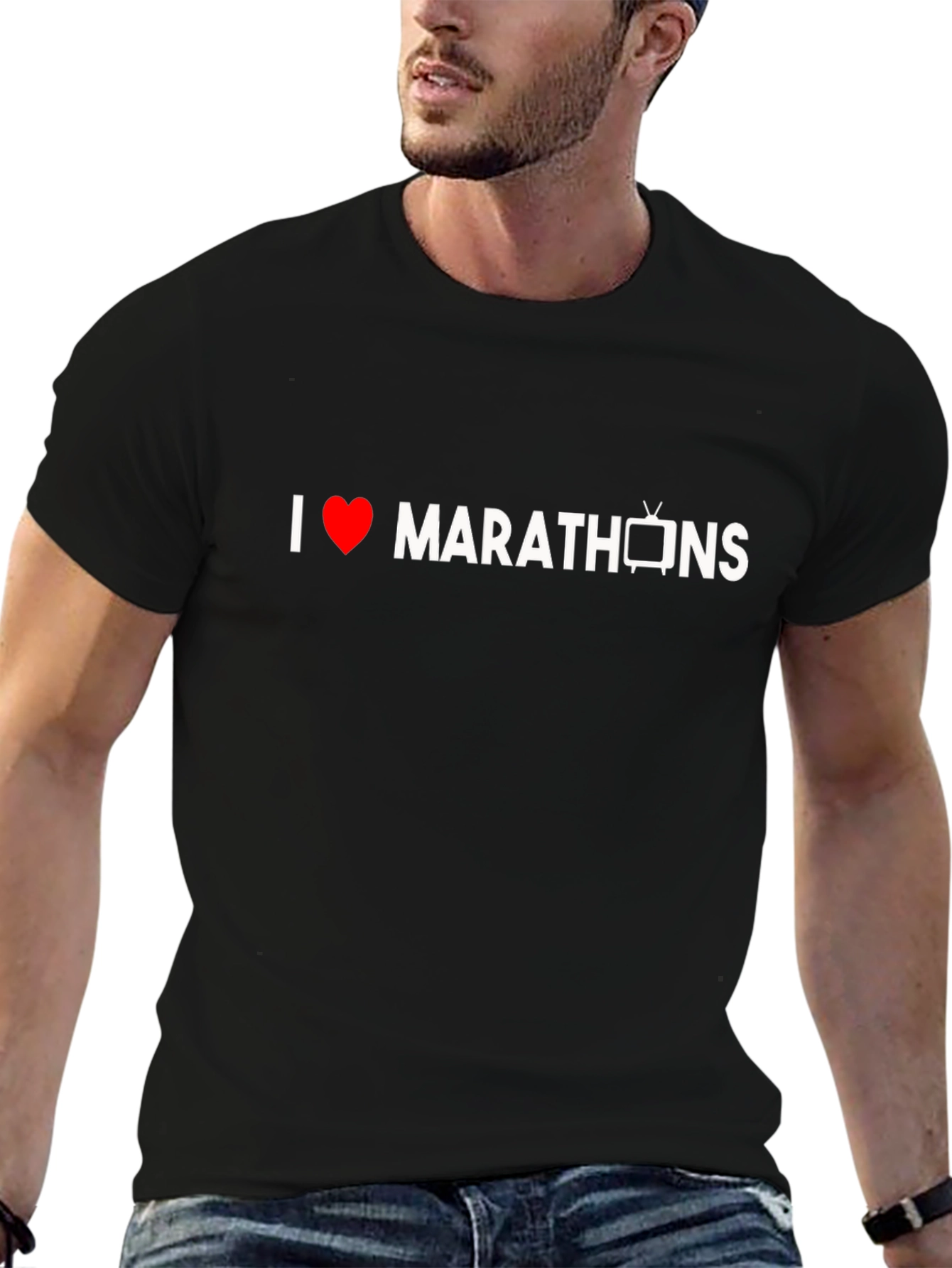 I Heart TV Marathons Black Graphic Tee