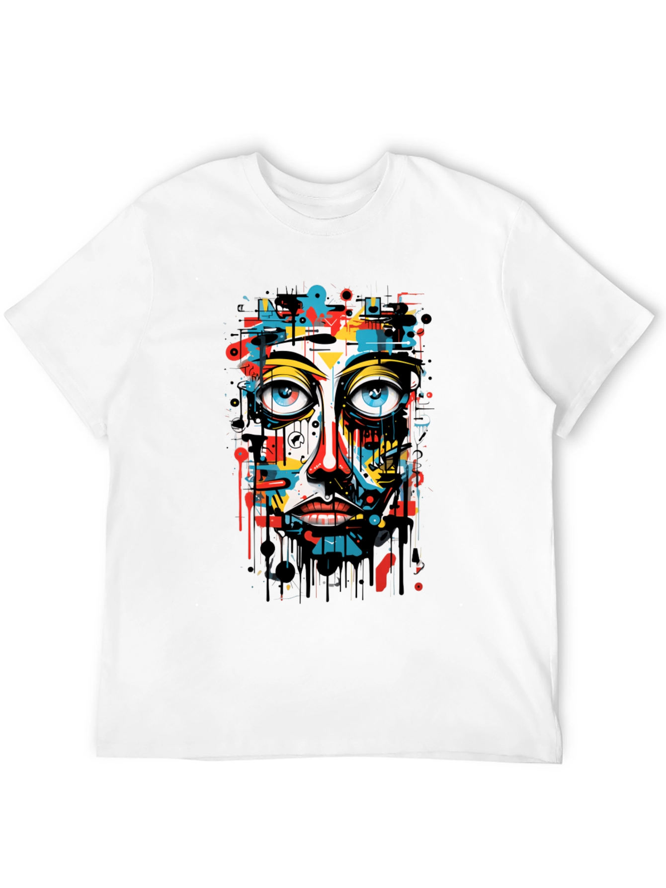 Abstract Face Graphic Black T-Shirt