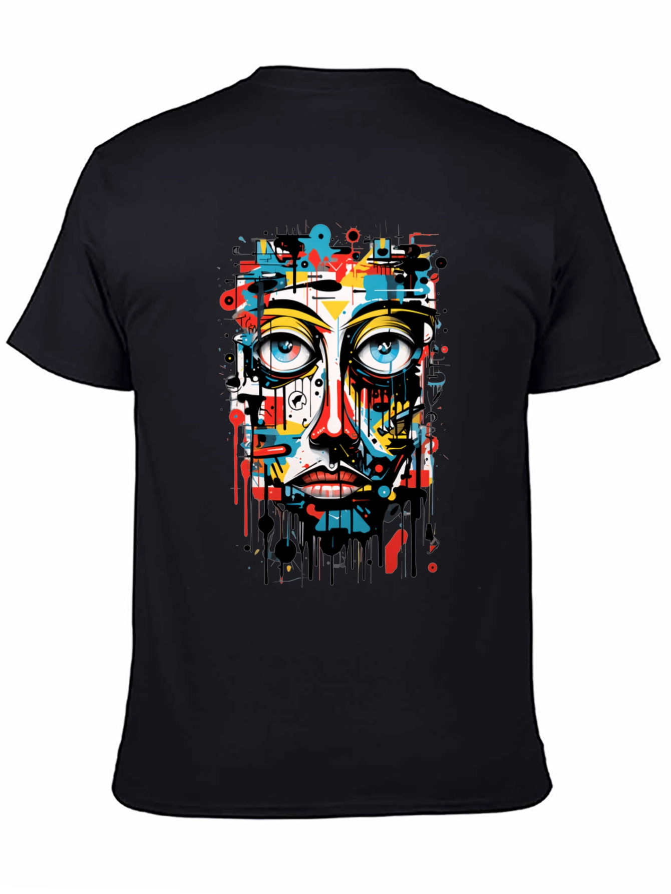 Abstract Face Graphic Black T-Shirt