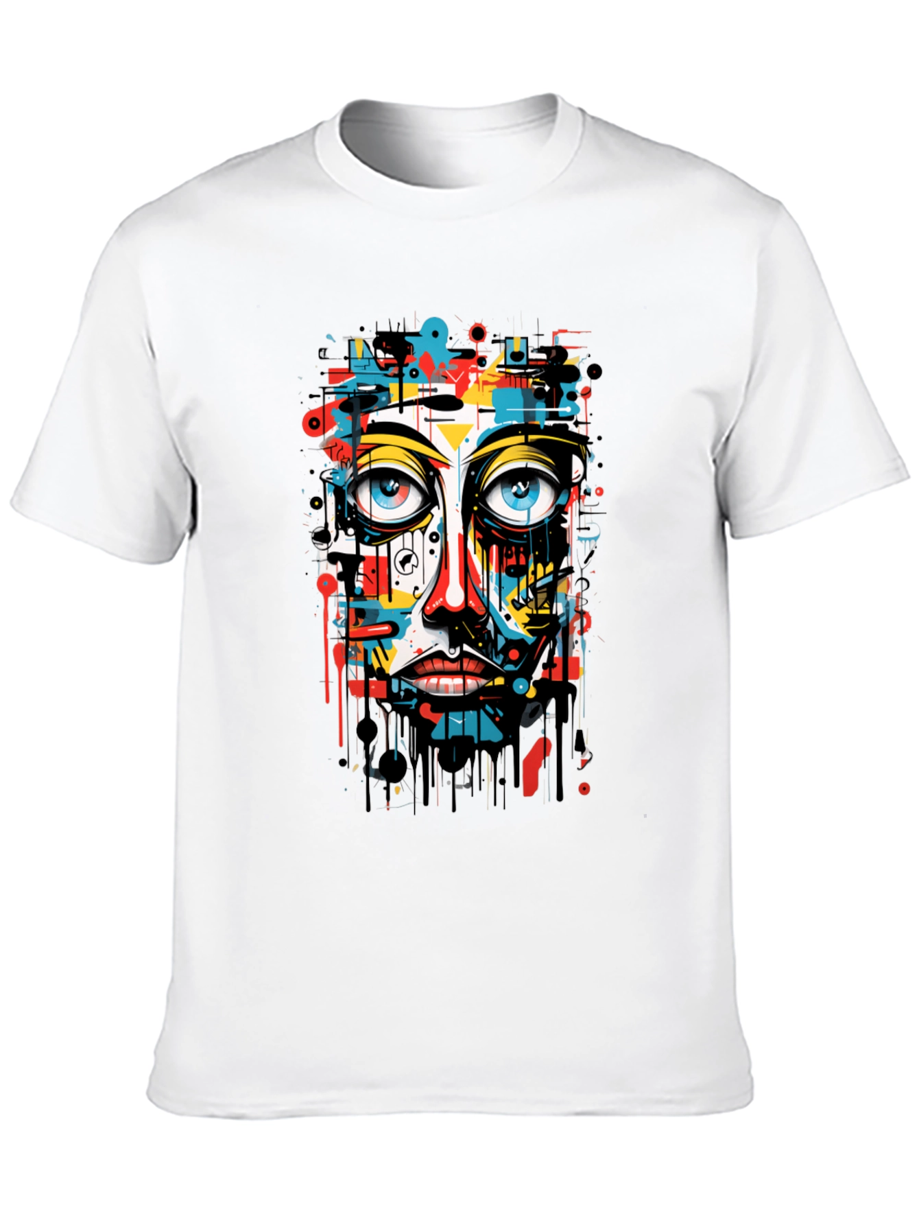 Abstract Face Graphic Black T-Shirt