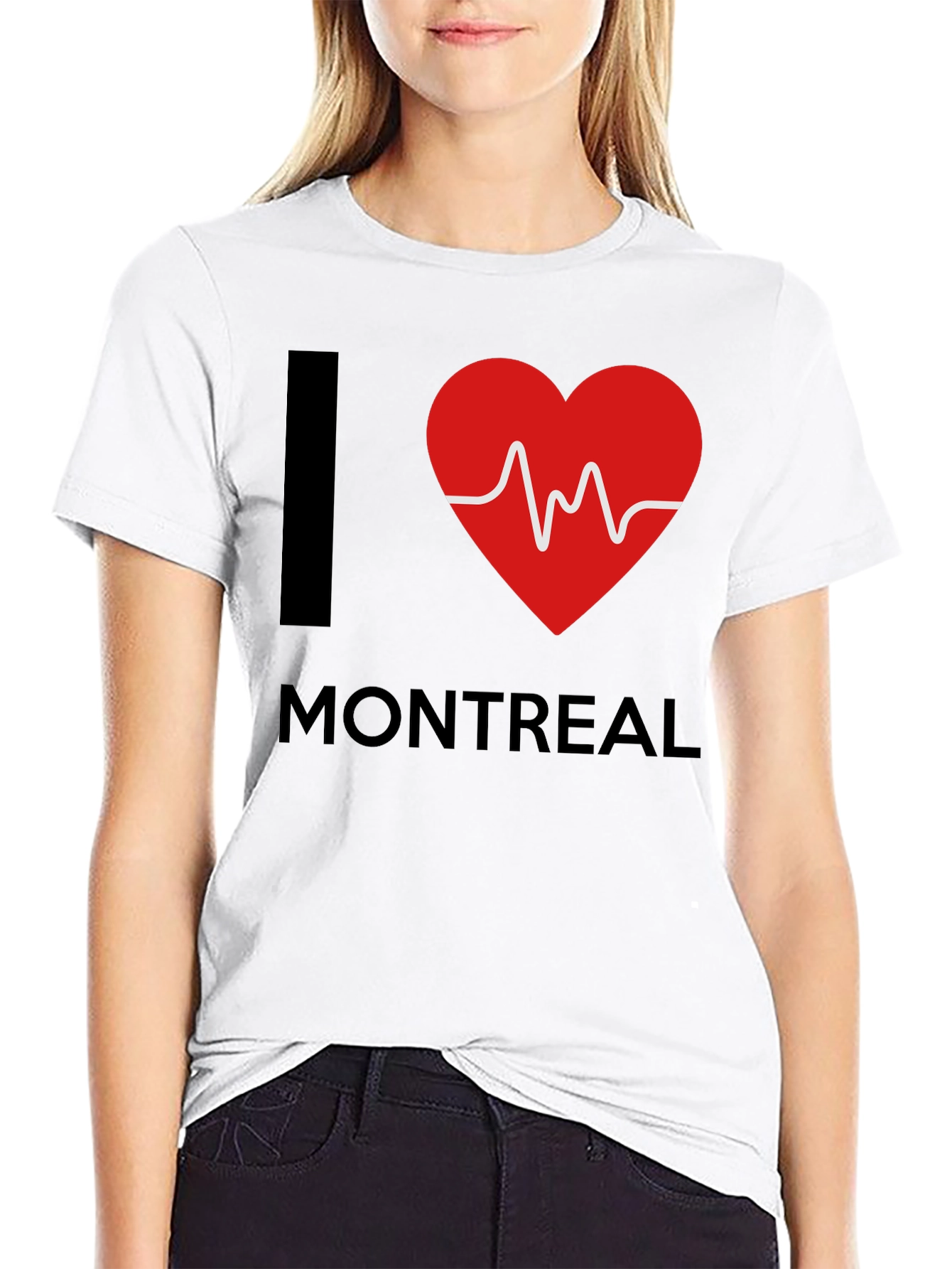 I Love Montreal T-Shirt - Heartbeat Design Black
