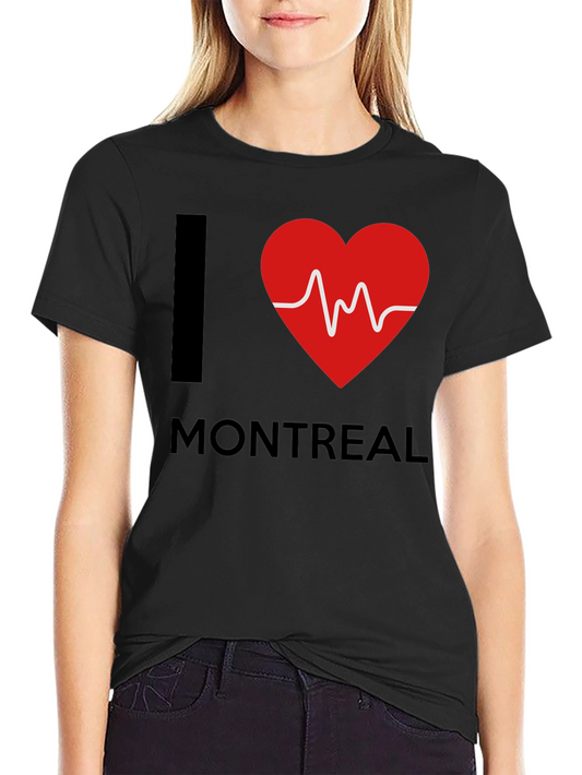 I Love Montreal T-Shirt - Heartbeat Design Black