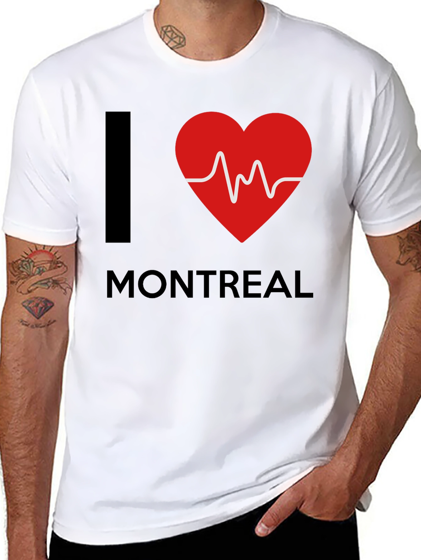 I Love Montreal T-Shirt - Heartbeat Design Black