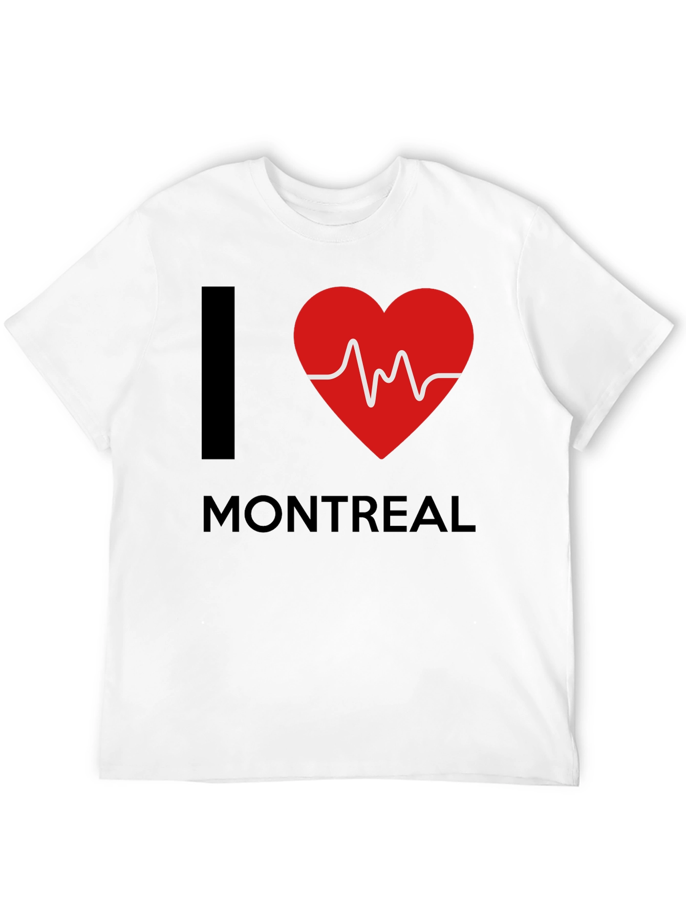 I Love Montreal T-Shirt - Heartbeat Design Black