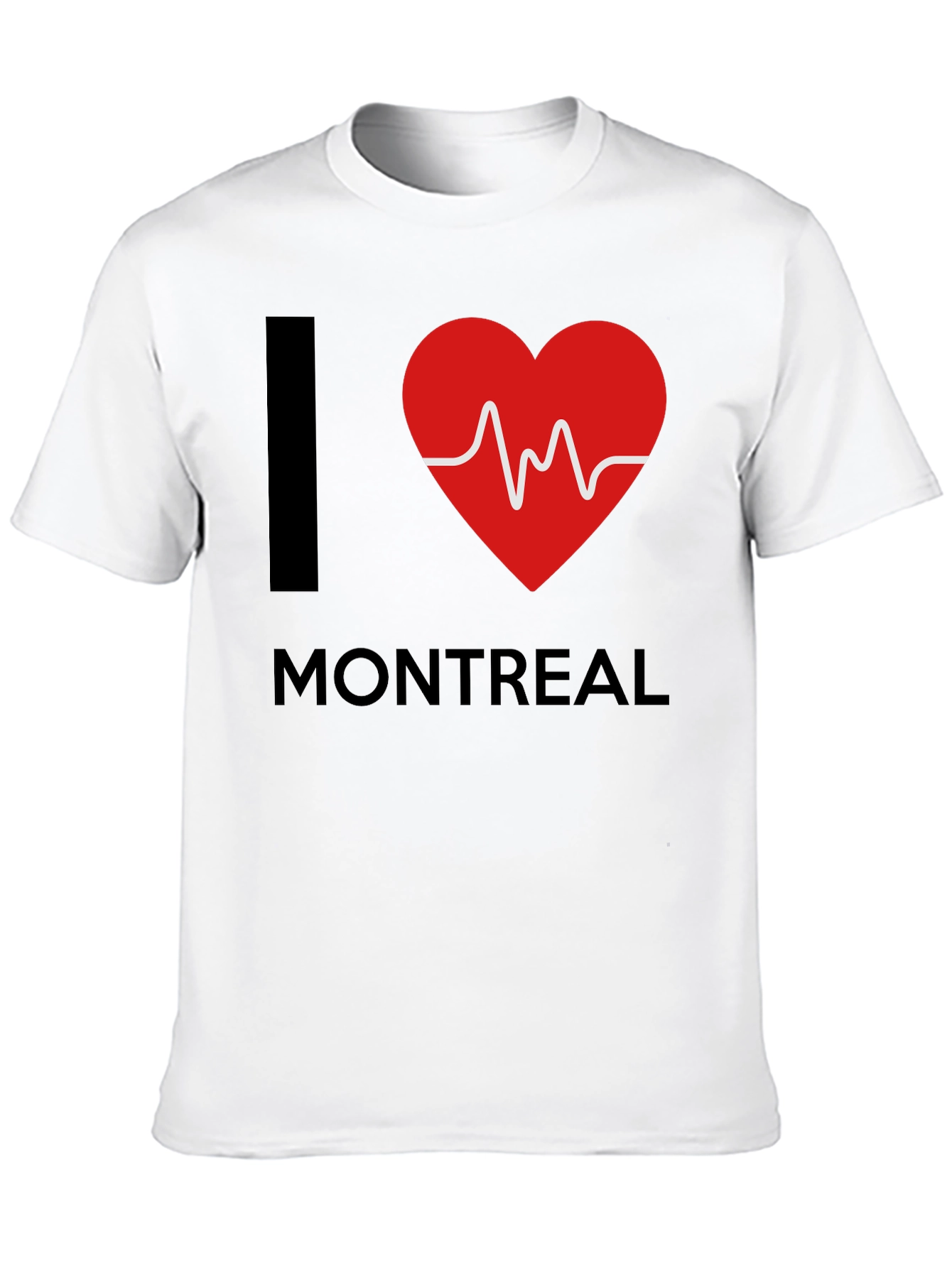 I Love Montreal T-Shirt - Heartbeat Design Black