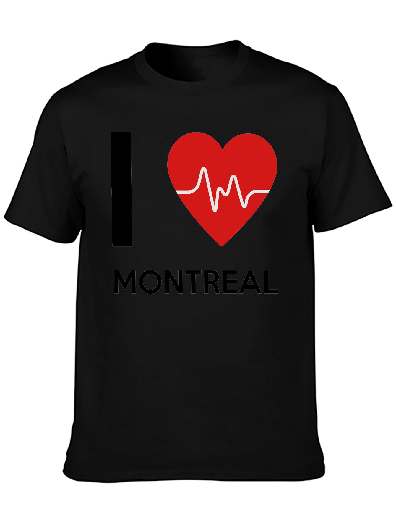 I Love Montreal T-Shirt - Heartbeat Design Black