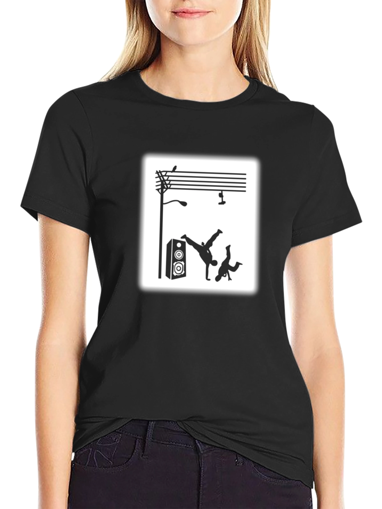 Street Dance Graphic Tee - Black Cotton T-Shirt