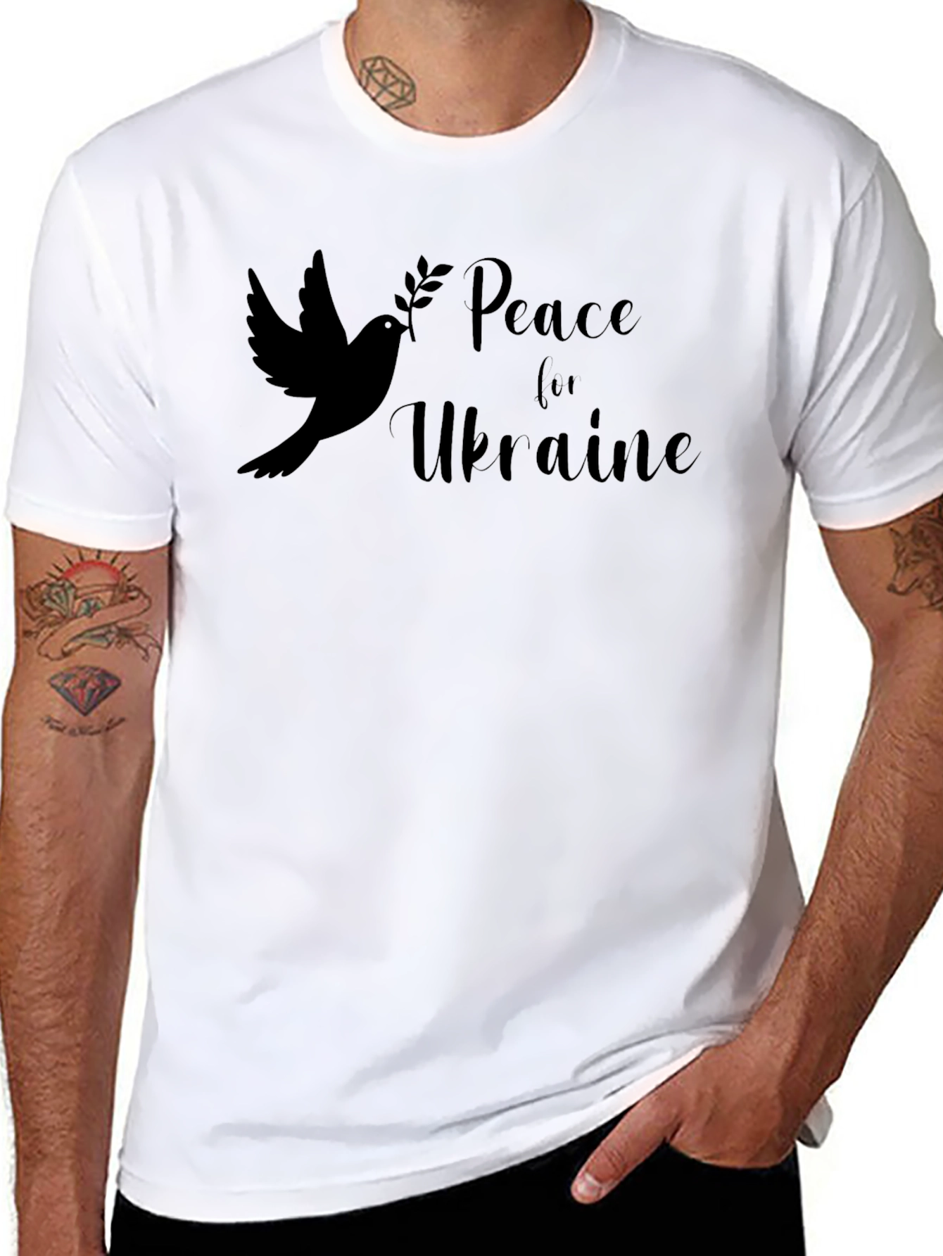 Peace for Ukraine Dove Graphic T-Shirt
