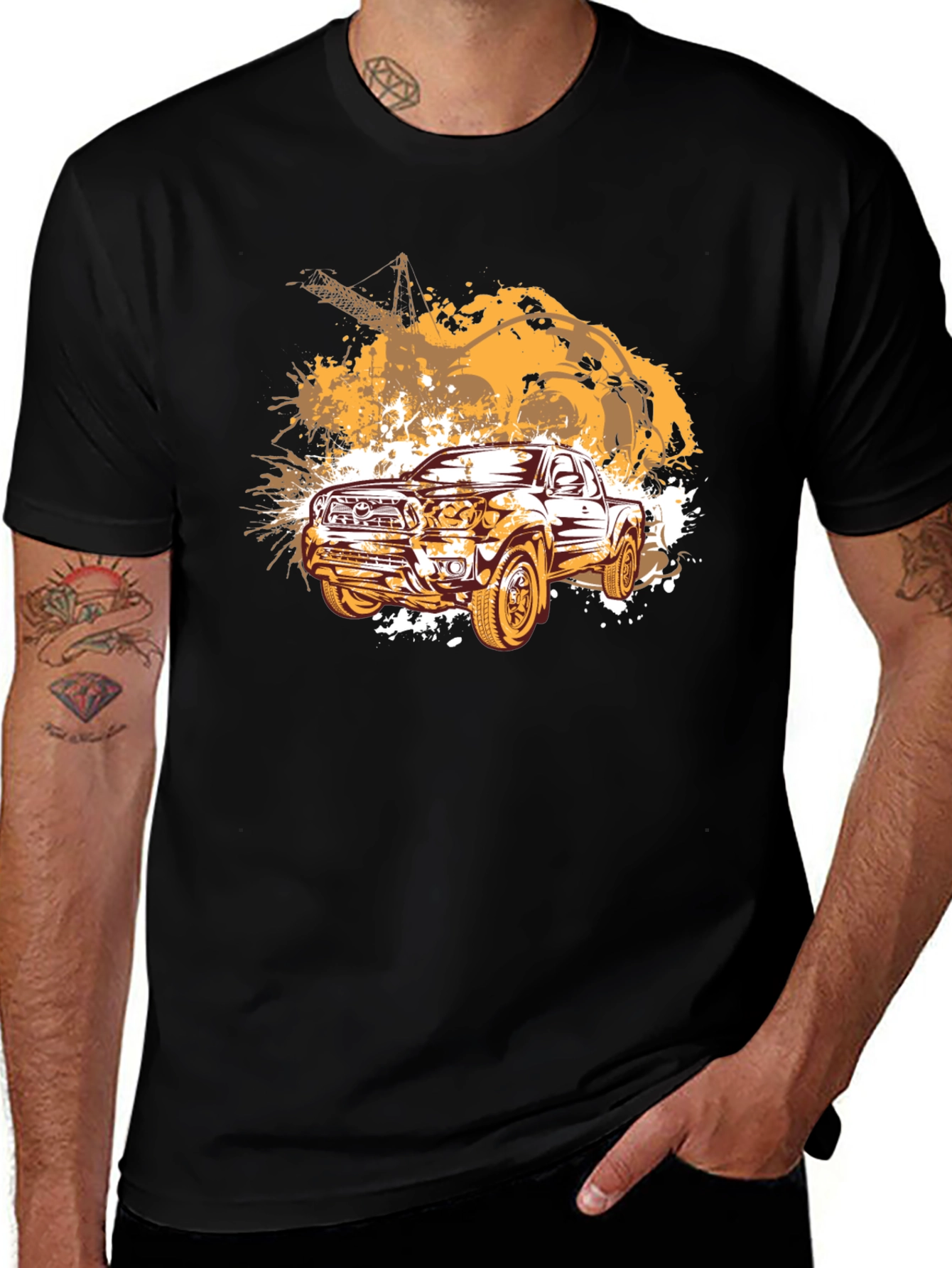 Truck Graphic T-Shirt - Black Cotton Blend Tee