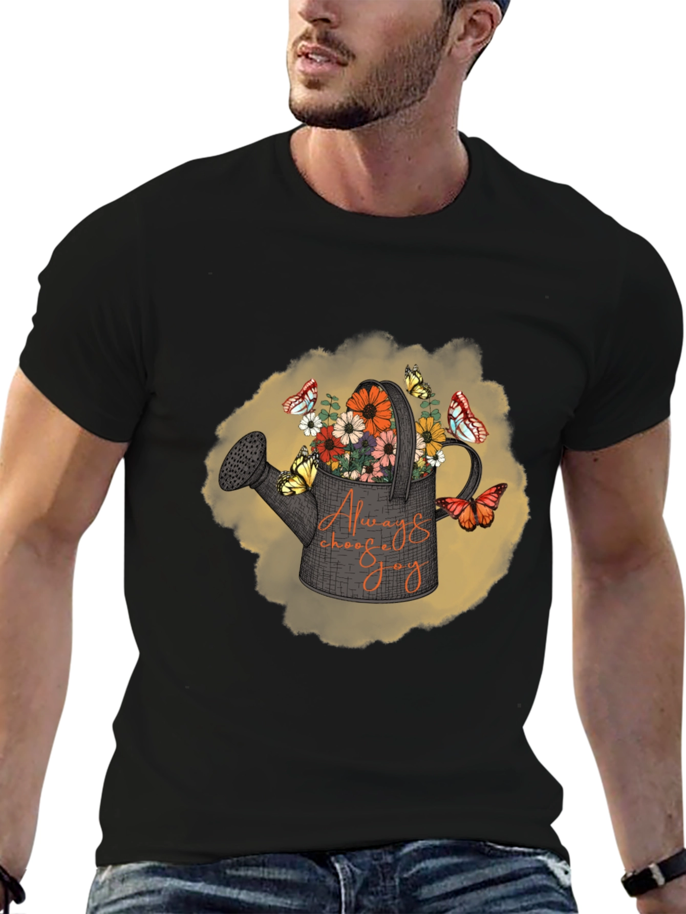 Always Choose Joy T-Shirt Floral Watering Can Design