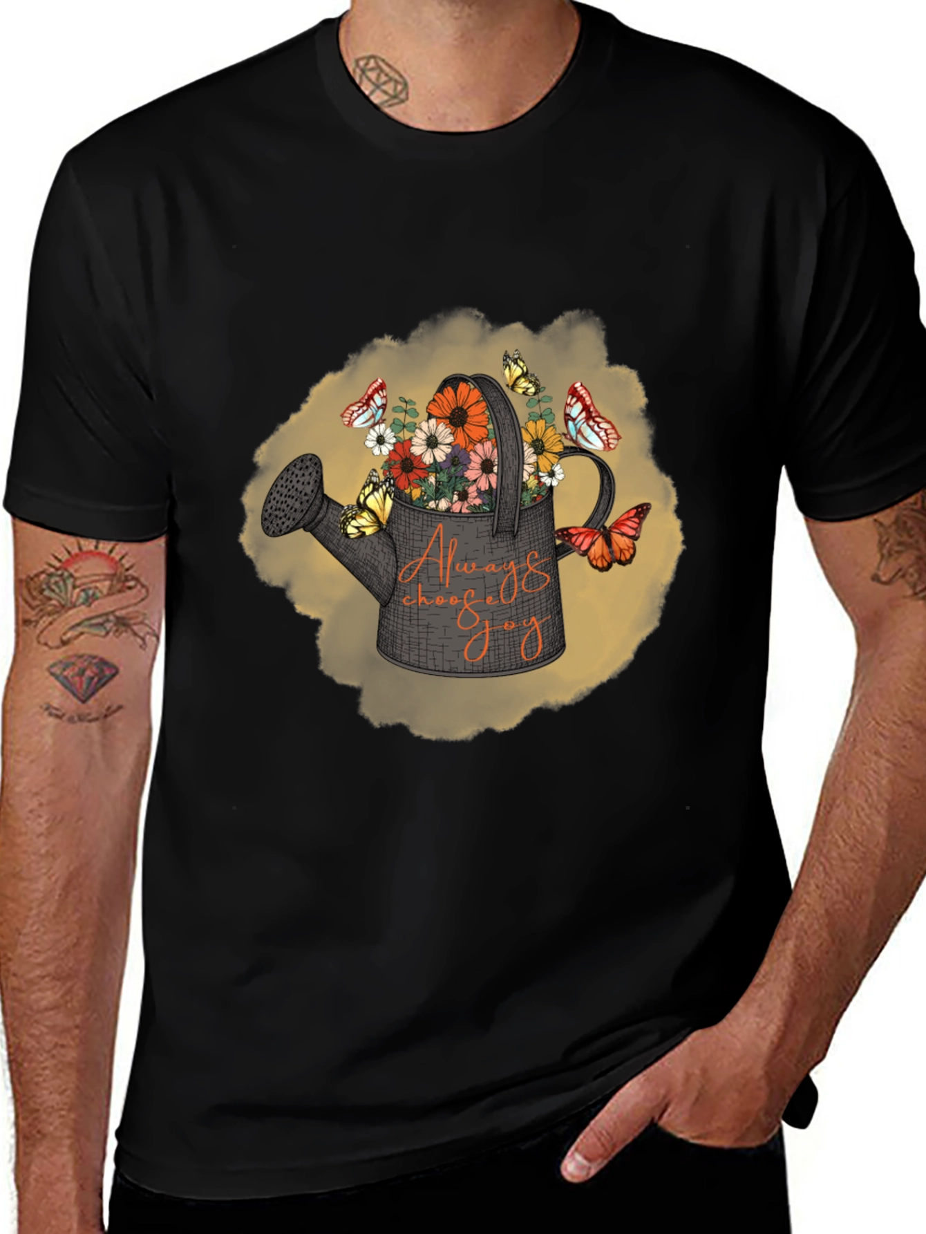 Always Choose Joy T-Shirt Floral Watering Can Design