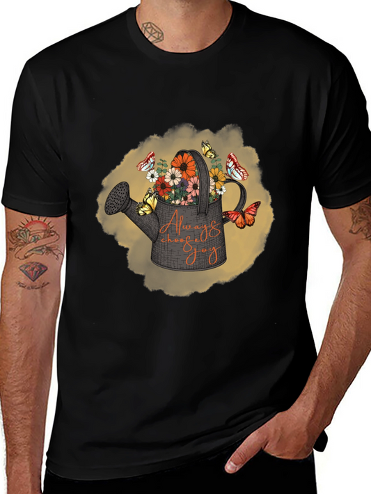 Always Choose Joy T-Shirt Floral Watering Can Design