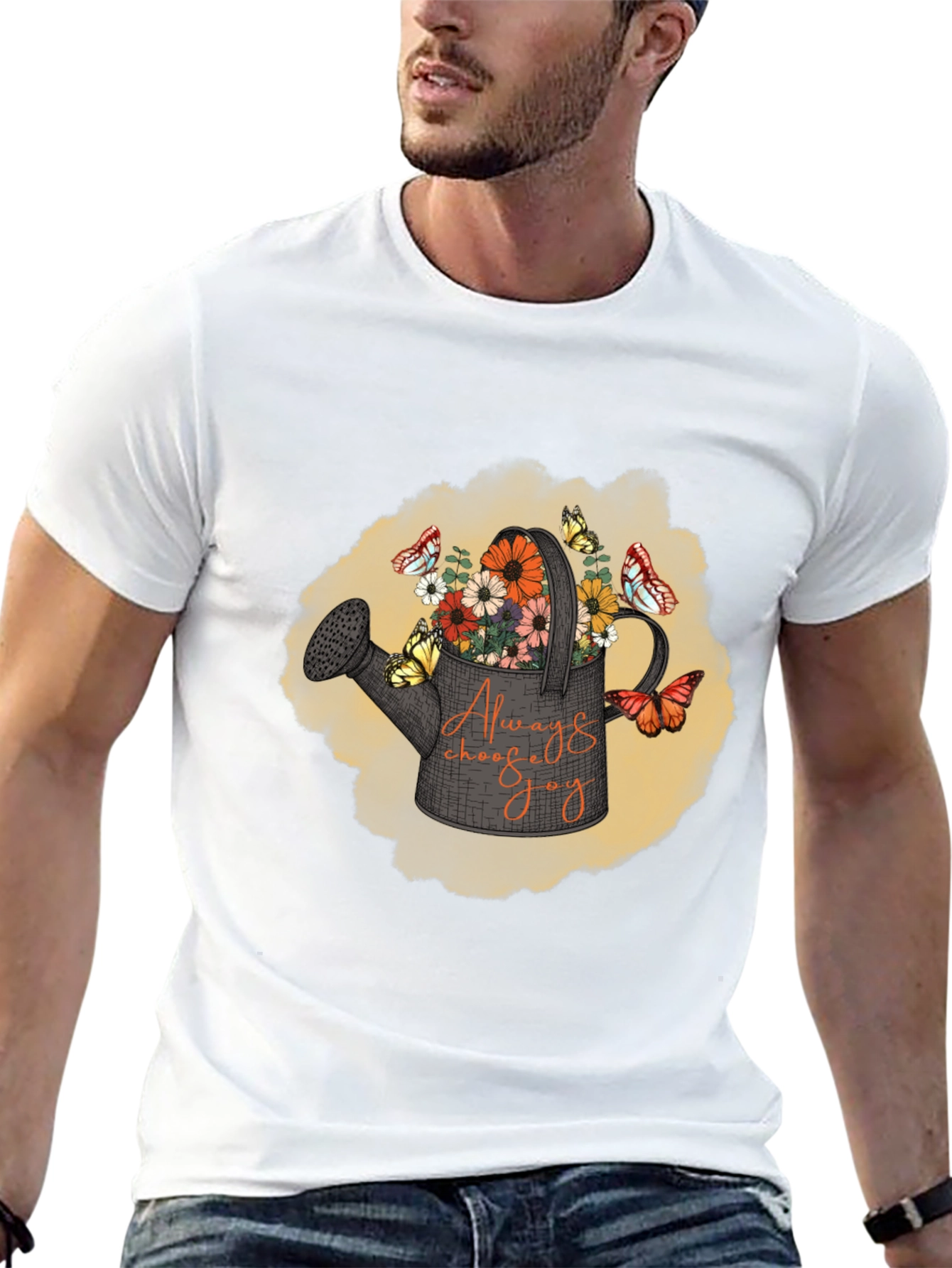 Always Choose Joy T-Shirt Floral Watering Can Design