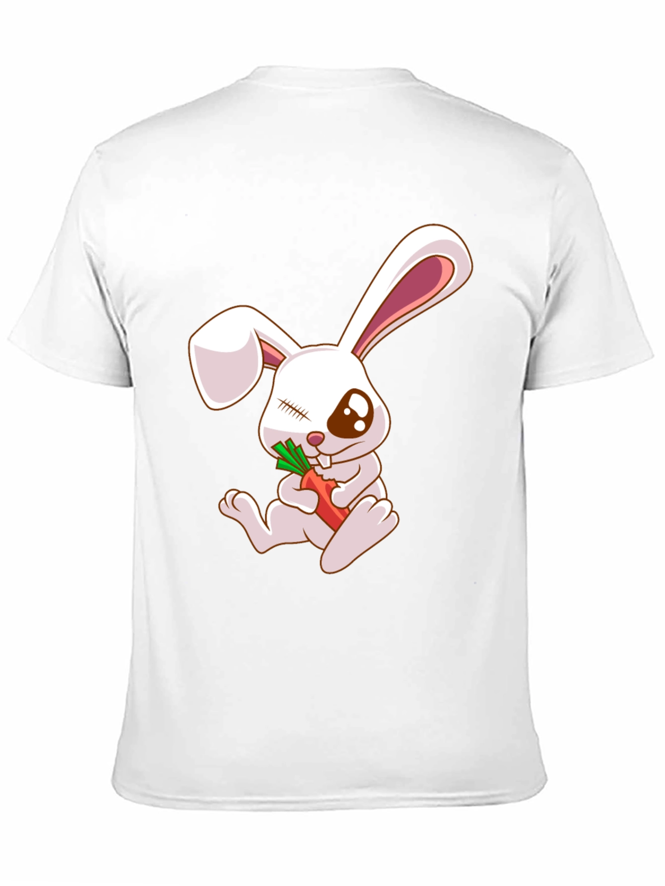 Cute Bunny Eating Carrot Black T-Shirt
