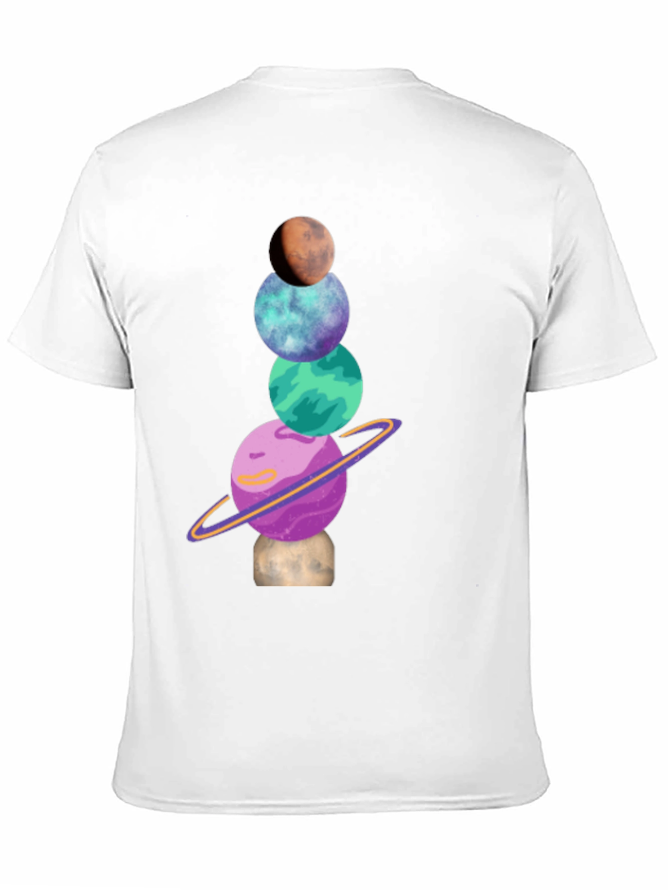Planets Stack Graphic Tee - Trendy Space Shirt