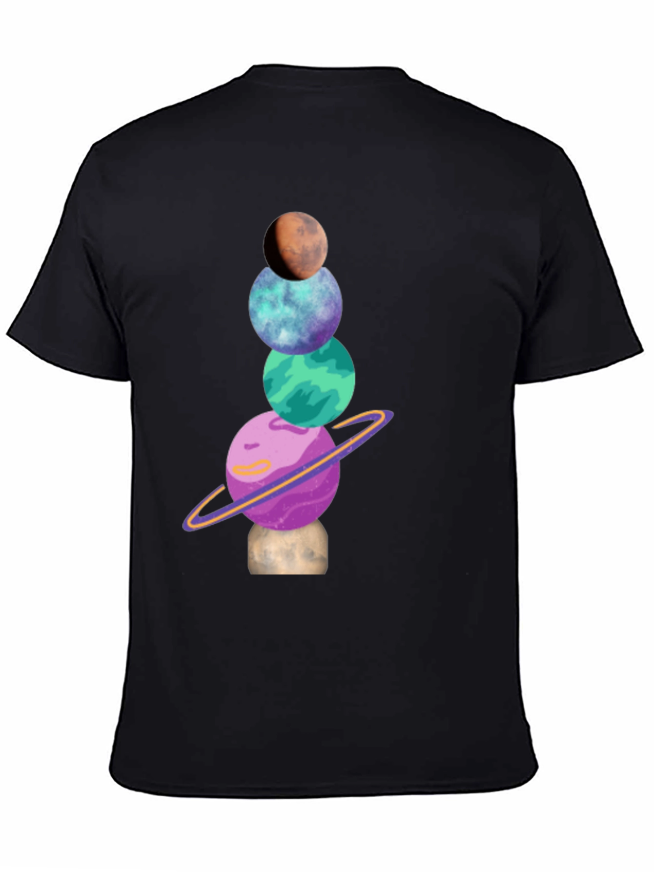 Planets Stack Graphic Tee - Trendy Space Shirt