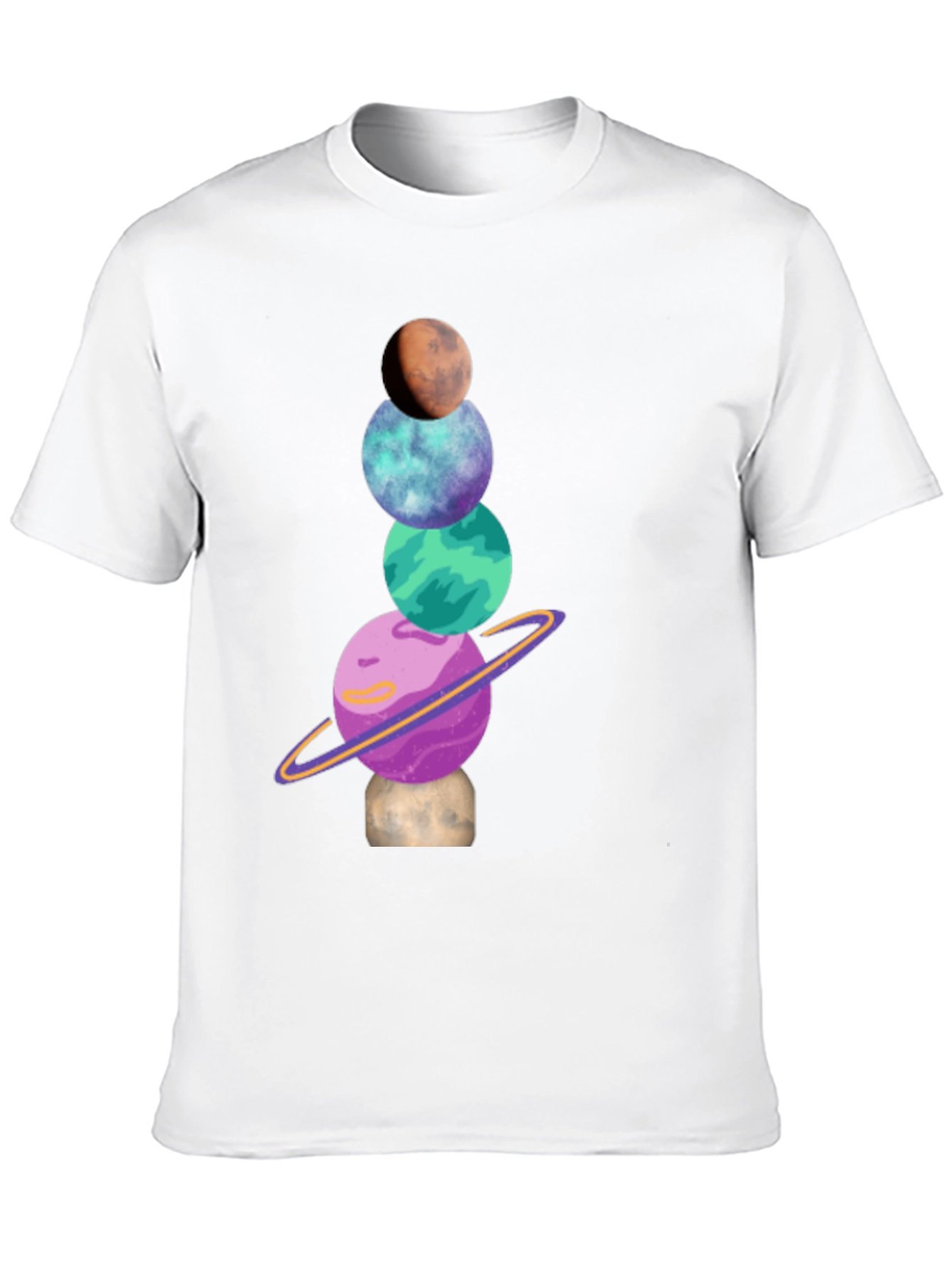Planets Stack Graphic Tee - Trendy Space Shirt